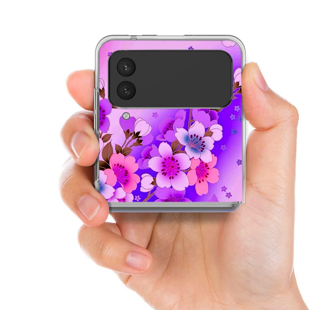 Samsung Galaxy Z Flip 4 5G Case - Purple Cherry Blossom Hard Protective Cover | Anti-Scratch & Shockproof Phone Case for Galaxy Z Flip 4 | Perfect for Everyday Use, Travel & Outdoor Activities