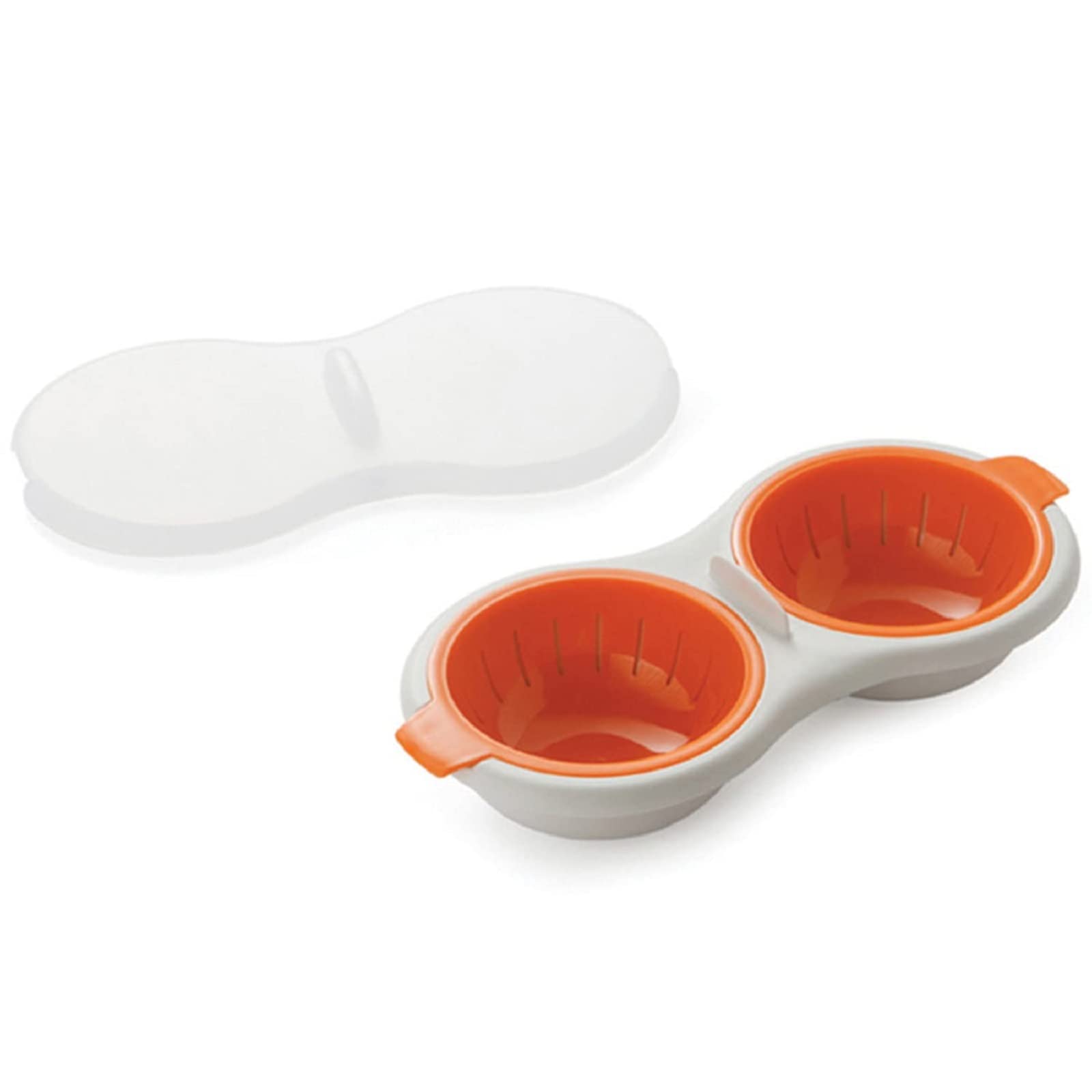 JMTHYX BPA-Free Silicone Egg Boiler - Microwave Egg Poacher with Double Food-Grade Cups | Perfect for Quick Breakfast, Healthy Meal Prep & Kitchen Cooking Gadgets | Orange