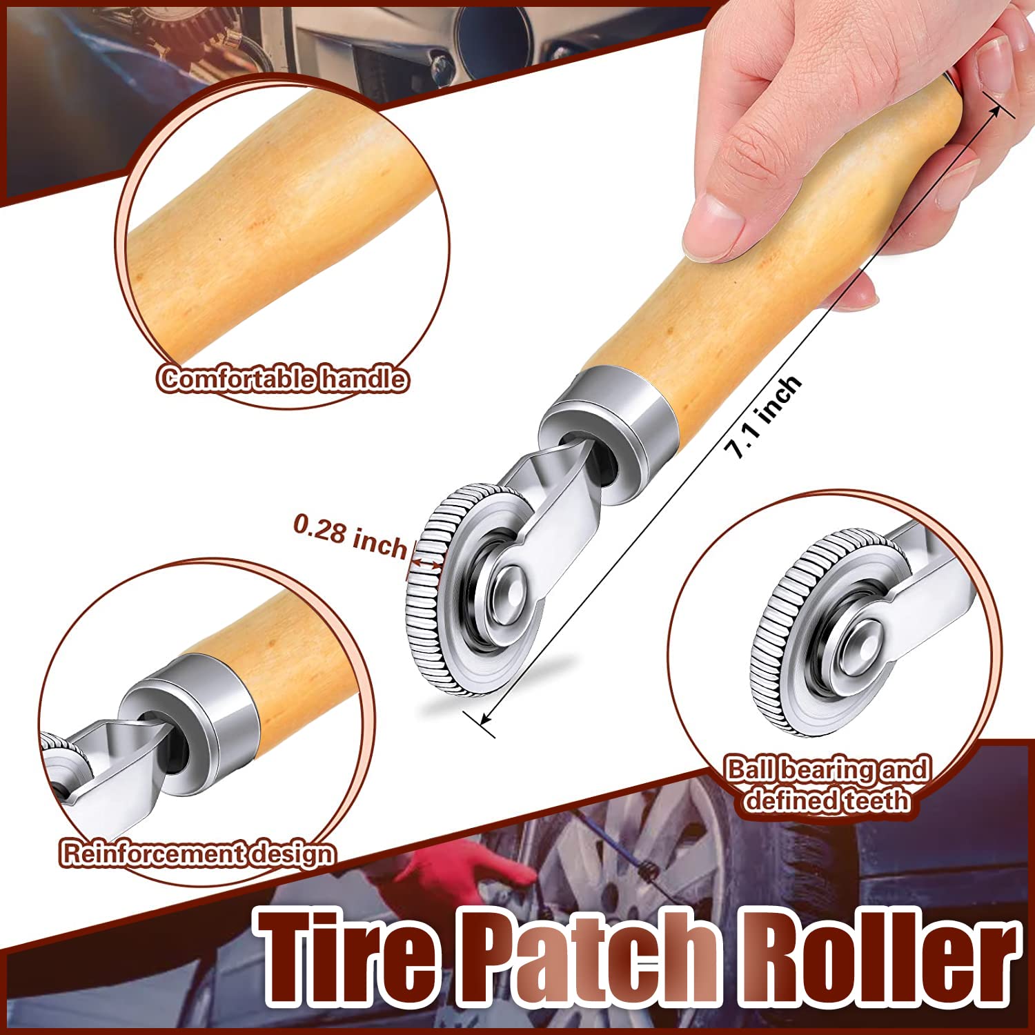 Premium Tire Patch Rollers & Tungsten Buffing Wheels - Professional Tire Repair Tool Kit for Cars, Motorcycles & Bikes | Universal Thread Rubber Grinding Tool for Smooth Tire Repairs | Perfect for DIY Enthusiasts & Auto Shops