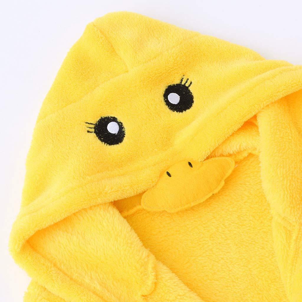 **Cartoon Hooded Baby Bathrobe & Sleepwear Set with Footwear - Soft Flannel Pajamas for Boys & Girls (Yellow, 0-6 Months) - Cozy Loungewear for Infants, Perfect for Bath Time & Bedtime**