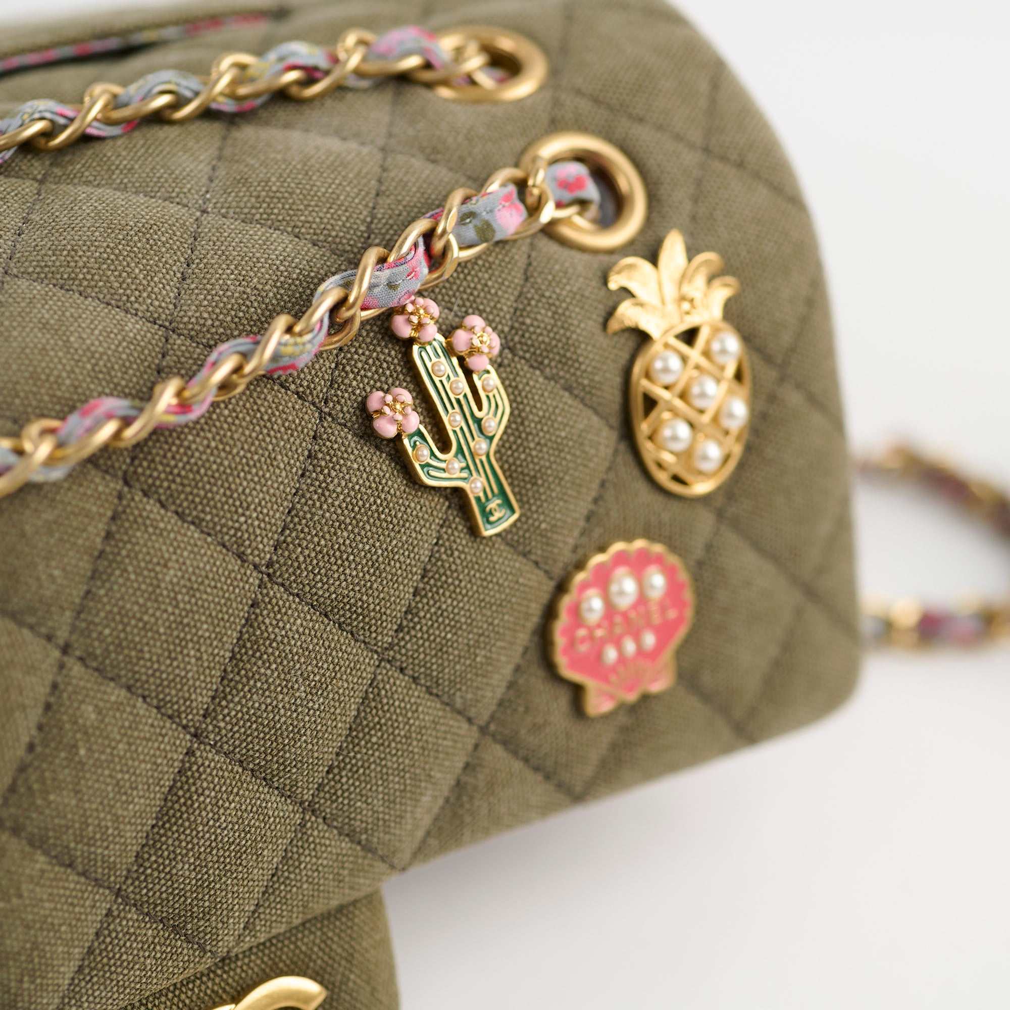 Chanel Medium M/L Classic Flap Bag in Khaki Denim - Luxury Designer Handbag for Women, Perfect for Everyday Use & Special Occasions