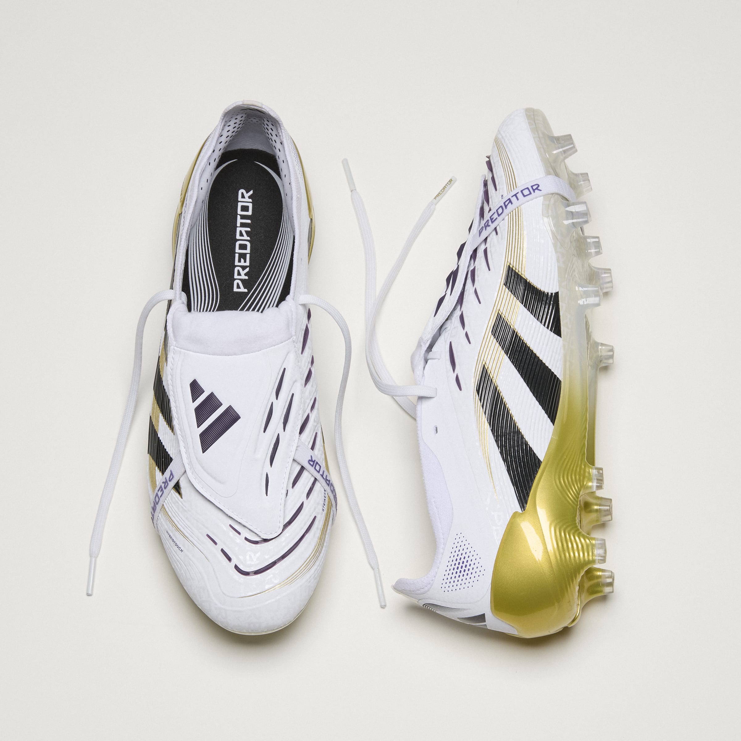 Adidas Predator Elite FG Soccer Cleats - White/Core Black/Gold Metallic - Fold Over Tongue Design for Enhanced Fit - Perfect for Competitive Matches & Training Sessions