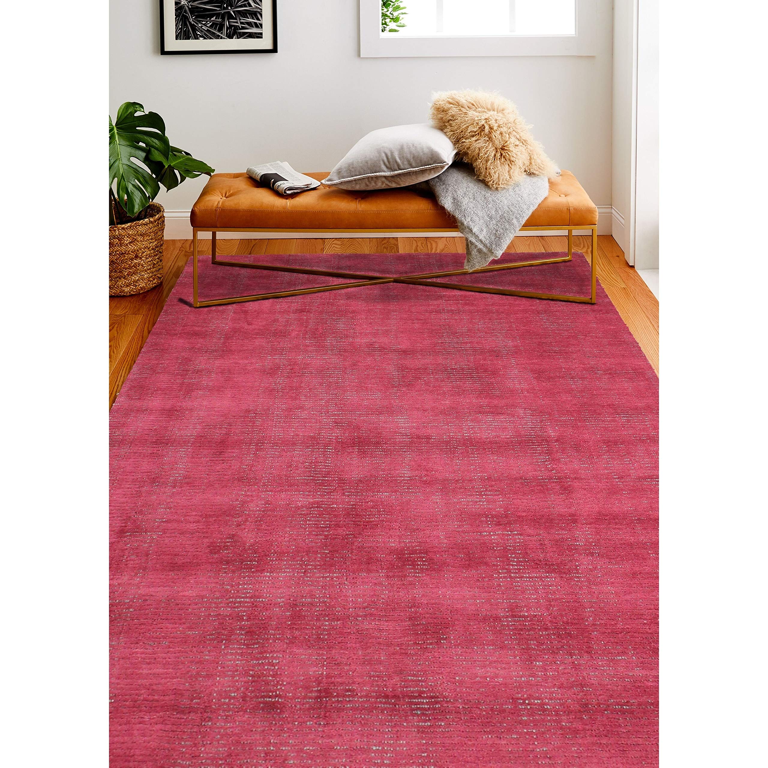 Luxury Hand-Tufted Wool & Viscose Area Rug - Bashian Collection - 2.6’ x 8’ Ivory/Grey Contemporary Runner Rug - Perfect for Entryway, Living Room, Bedroom & Home Decor (Contempo ALM211) - Soft & Durable Floor Covering for High-Traffic Areas