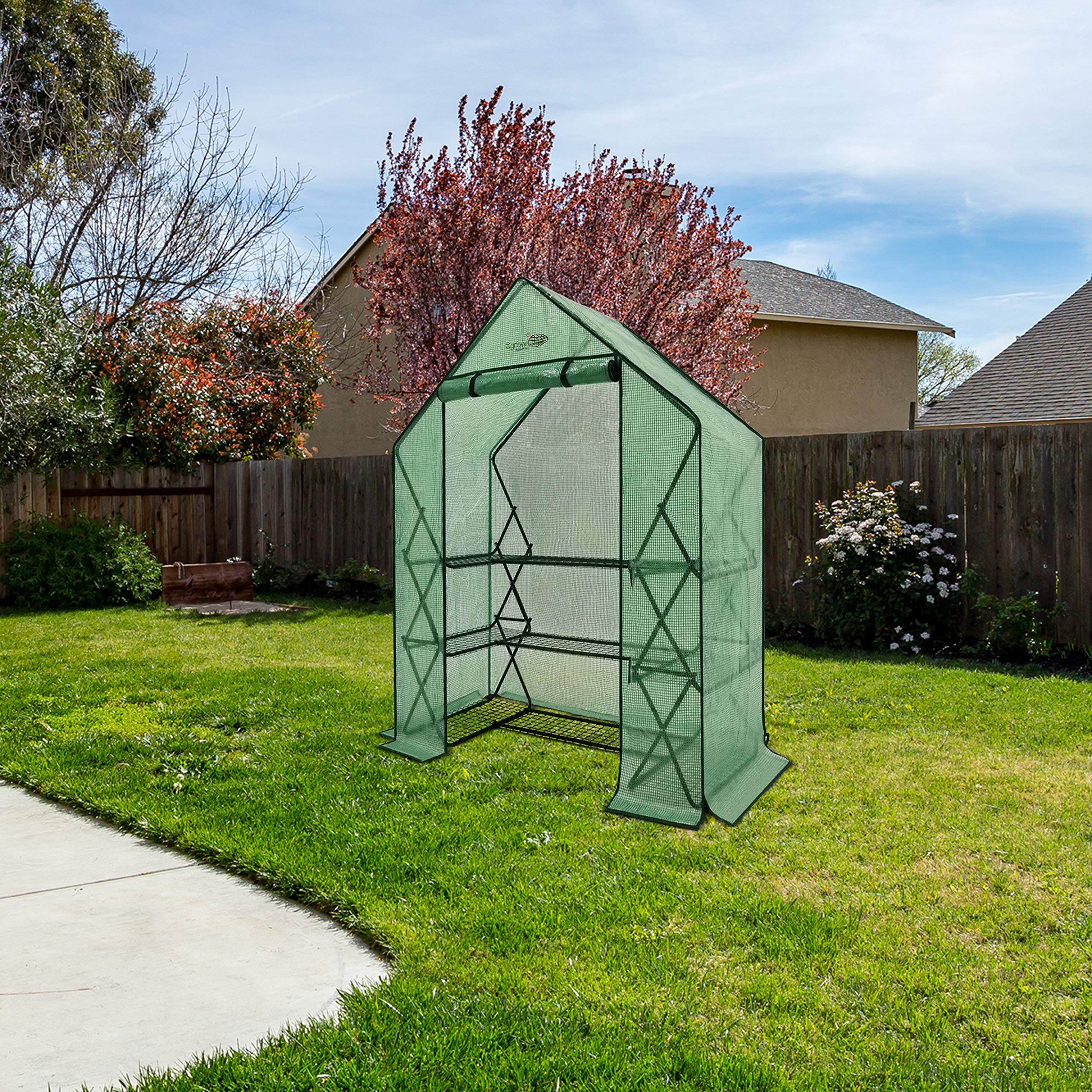 Ogrow® 3-Tier 9-Shelf Pop-Up Greenhouse with Premium Green PE Cover - Perfect for Indoor Gardening, Seed Starting & Plant Protection