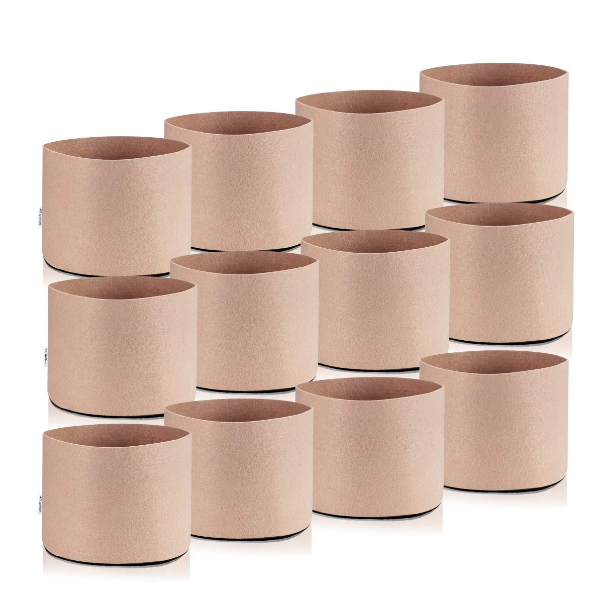GreenHouser 12-Pack 45 Gallon Round Grow Bags - Breathable Fabric Plant Pots for Hydroponic Gardening, Vegetables, Fruits & Flowers - Ideal for Indoor/Outdoor Planting, Urban Farming & Greenhouse Use