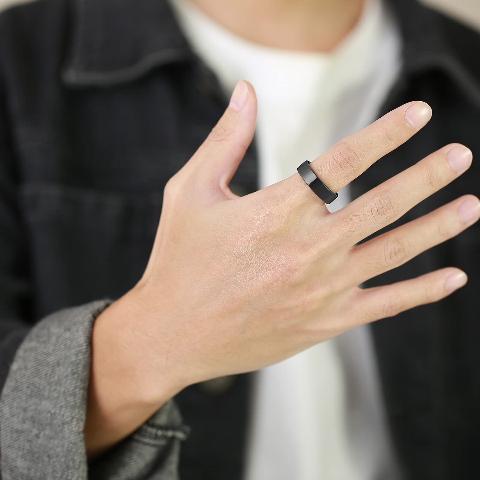 6MM Comfort Fit Ceramic Rings for Men - White & Black Plain Band Wedding Promise Rings for Him | Perfect for Engagements, Anniversaries & Everyday Wear
