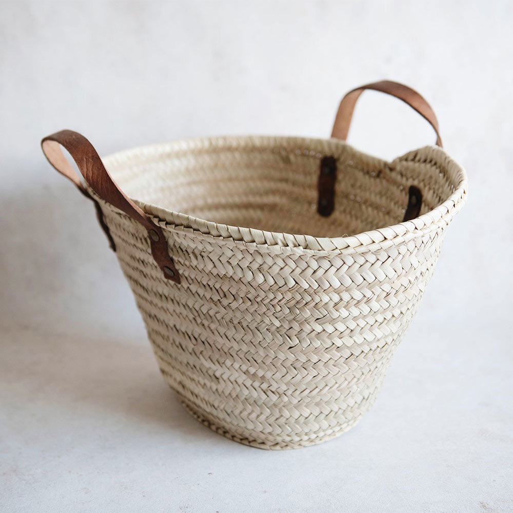 Classic Woven Palm Leaf Market Shopping Tote Bag - Eco-Friendly Reusable Grocery Bag for Farmers Market, Beach & Picnic