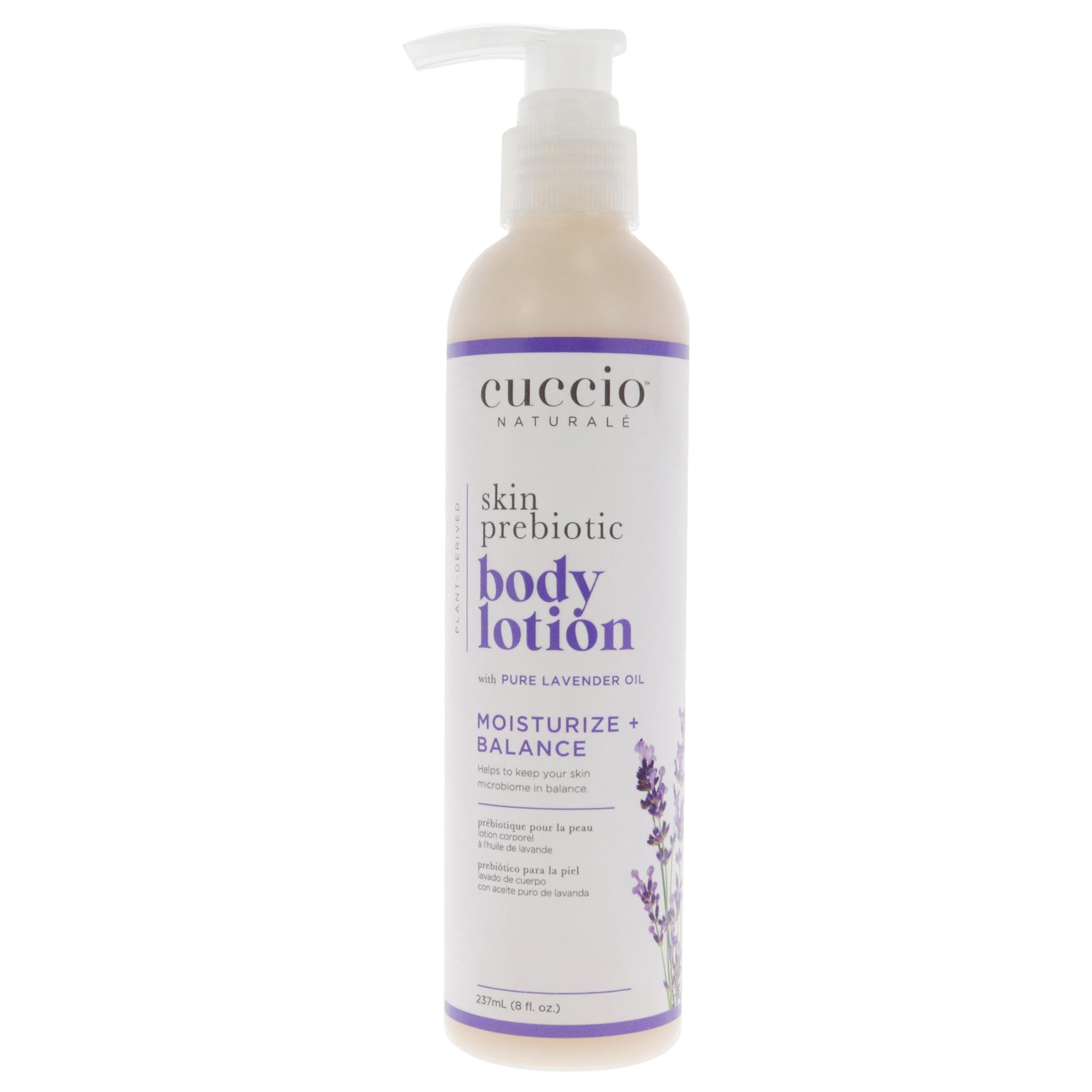 Cuccio Naturale Skin Prebiotic Body Lotion - Lavender Scented Moisturizer for Men & Women, 8 oz | Hydrating & Soothing Dry Skin for Daily Use at Home or Spa