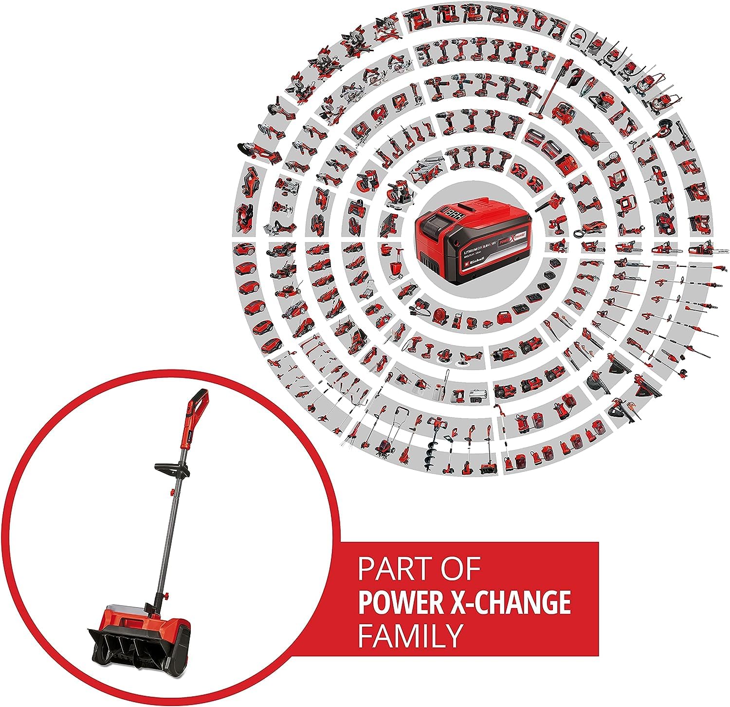 Einhell GE-ST 36/40 Li E-Solo Power X-Change Cordless Snow Blower - 36V Lithium-Ion Battery, 40cm Working Width, 20cm Max Snow Depth (Battery & Charger Not Included) - Perfect for Driveway & Sidewalk Snow Removal