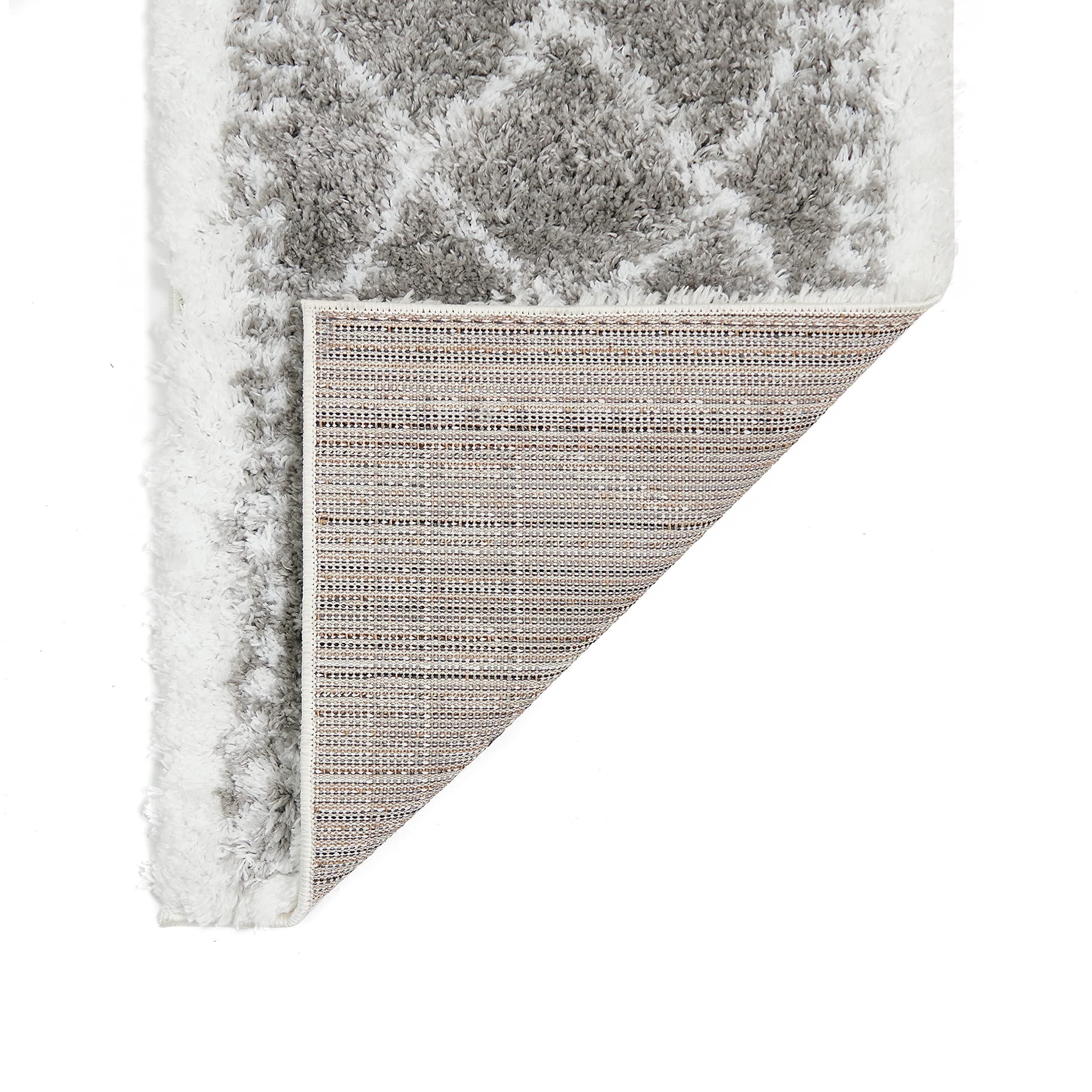 Nautica Puffy Rug – Beni Motif | Premium Shag Area Rug 8' x 11’ | Soft White & Light Grey Modern Home Decor | Perfect for Living Room, Bedroom & Cozy Spaces
