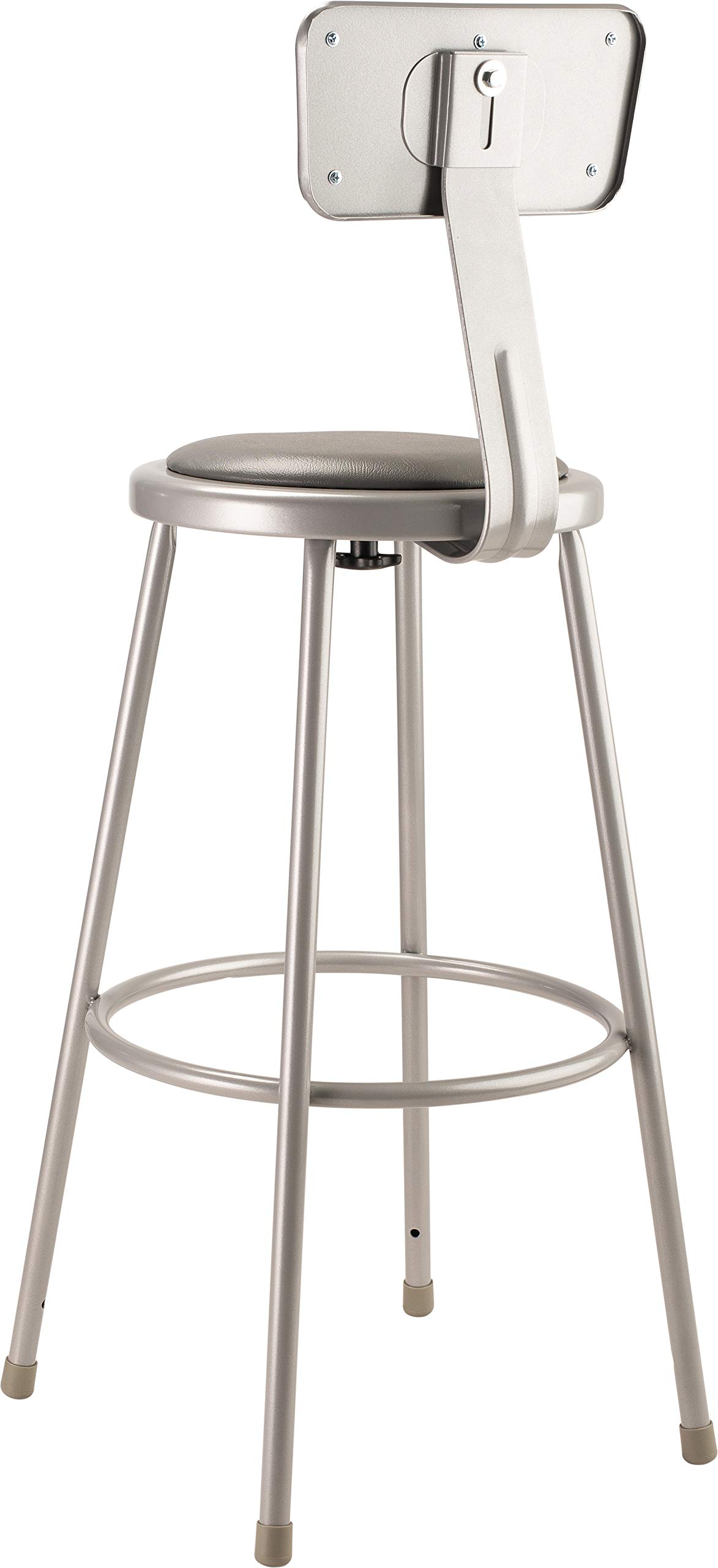 (3 Pack) Heavy Duty Vinyl Padded Steel Bar Stool with Backrest - 30 Inch Counter Height Stools for Kitchen, Bar, Restaurant & Commercial Use - Grey