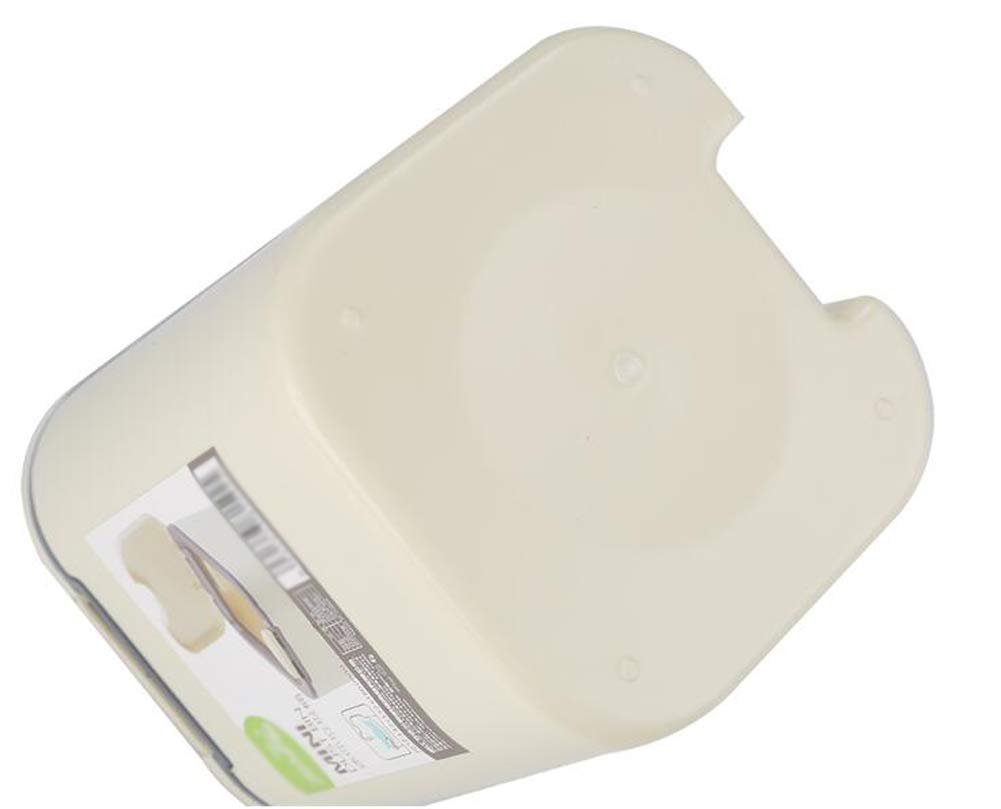 Hflove Mini Table Top Trash Can - Small Plastic Countertop Garbage Bin for Kitchen, Bathroom, Office (Beige) - Perfect for Waste Disposal in Compact Spaces