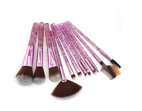 Premium 12-Piece First Beauty Makeup Brush Set with Storage Barrel - Shiny Purple | Professional Cosmetic Brushes for Foundation, Blending, Eyeshadow & More | Perfect for Travel & Home Makeup Organization