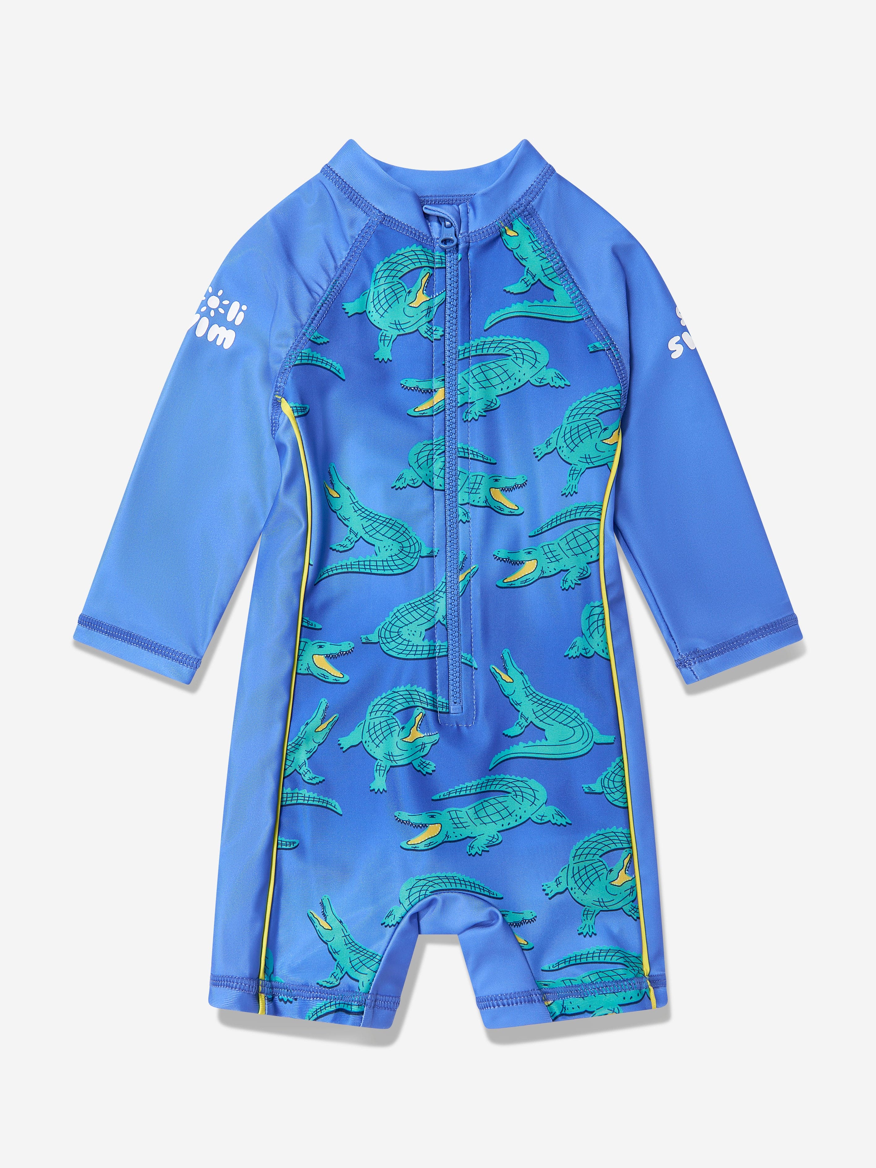 UPF50+ Baby Boys Blue Crocodile Sun Suit - Lightweight Swimwear for Beach, Pool & Outdoor Summer Activities