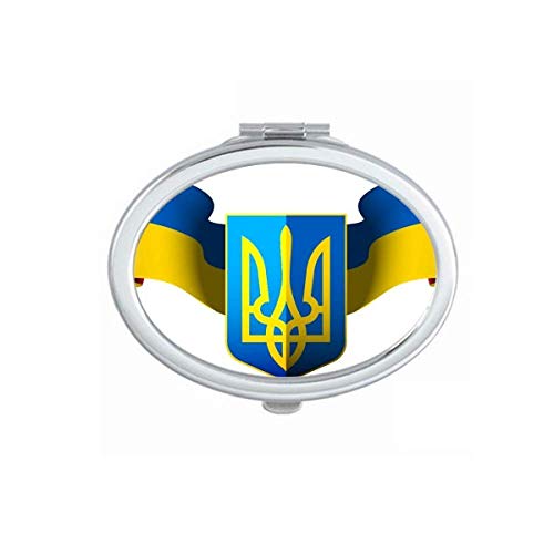 DIYthinker Ukraine National Emblem Portable Folding Mirror - Double-Sided Handheld Makeup Mirror for Travel, Home & Vanity Use
