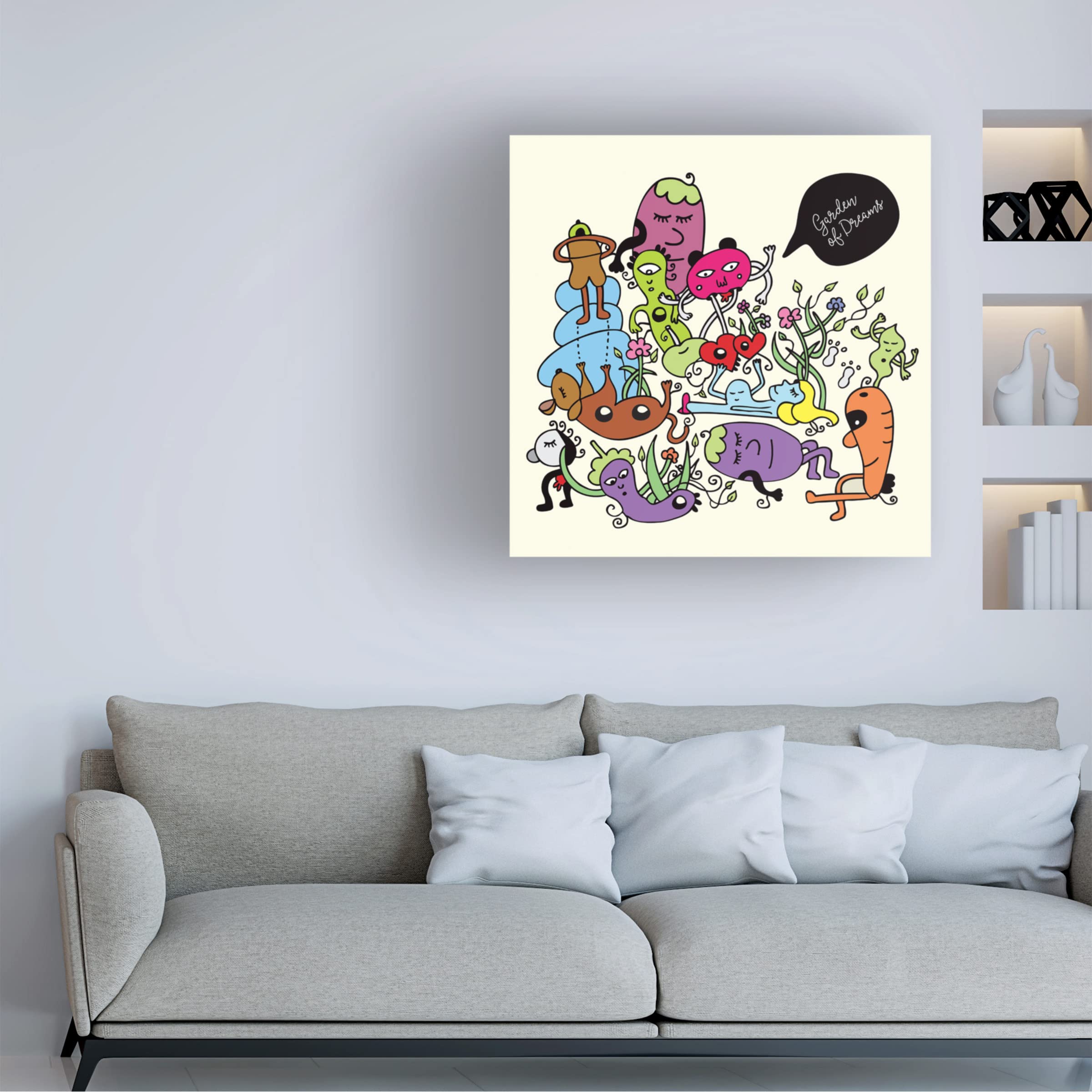 Trademark Fine Art 'Garden of Dreams' by Oodlies - Stretched Canvas Wall Art for Living Room, Bedroom & Office Decor - Modern Floral Painting for Home & Interior Design