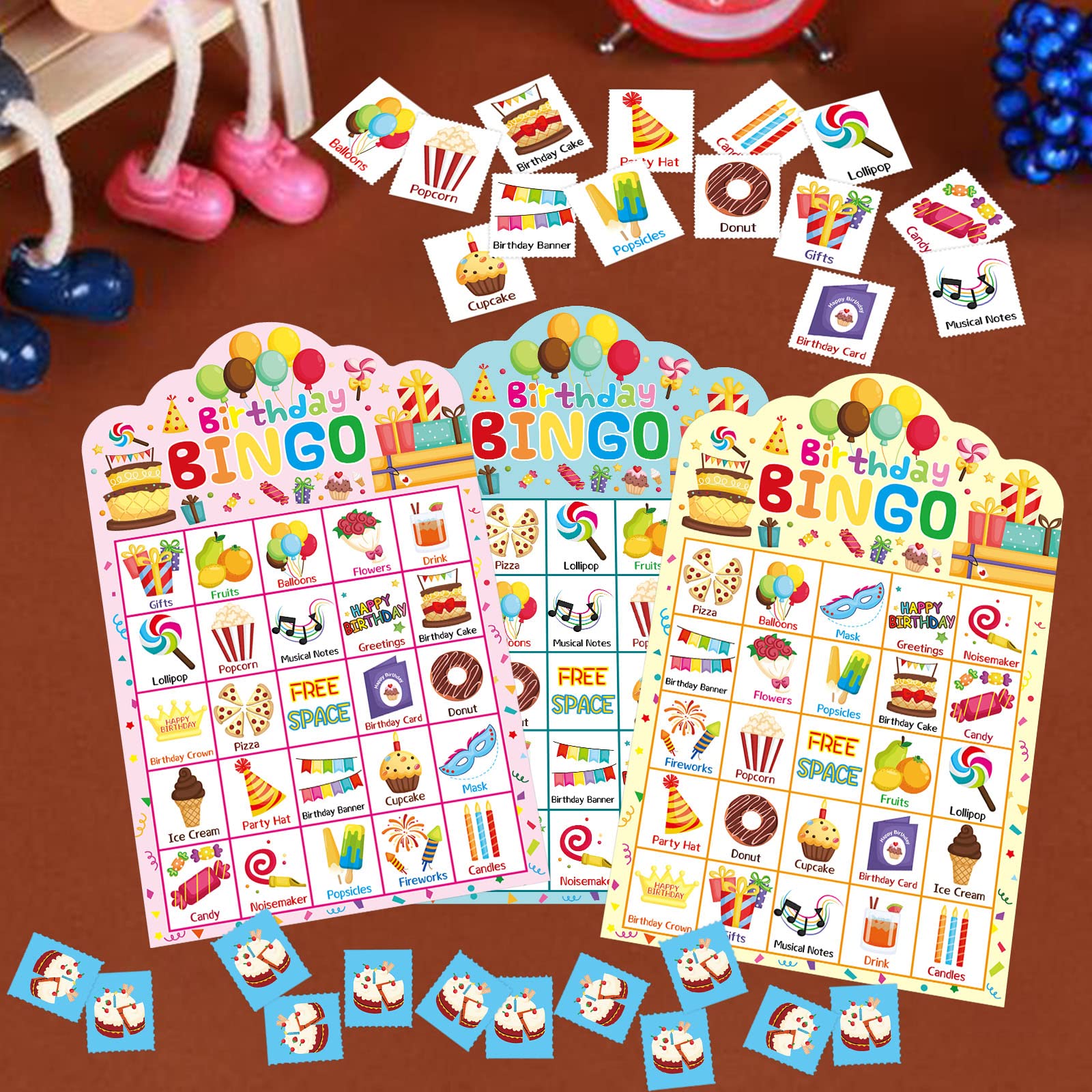 Birthday Bingo Game for Kids - 24 Player Die-Cut Bingo Cards Set - Fun Party & Classroom Activity Supplies for School Events, Family Gatherings & Holiday Celebrations