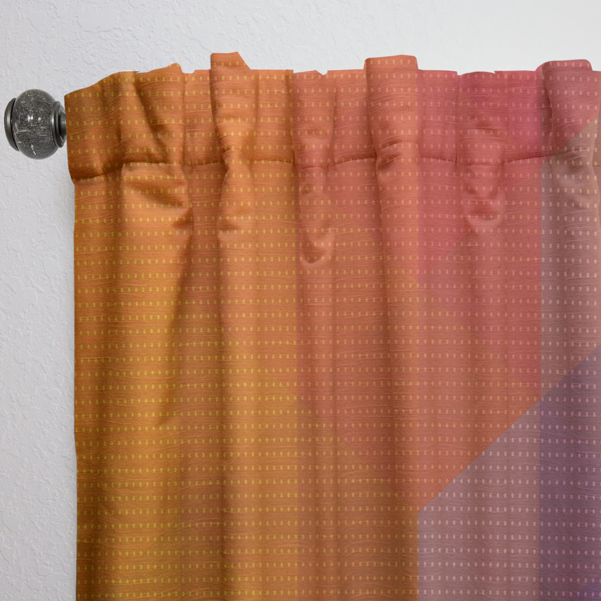 DesignQ Thermal Insulated Curtains - Yellow & Purple Dotted Triangle Geometric Pattern - 52x120 Inch Single Panel for Bedroom & Living Room - Energy Saving Blackout Drapes for Home Decor & Privacy