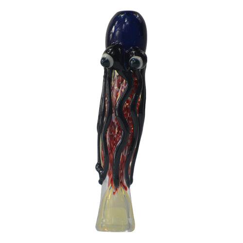 Octopus Chillum Glass Pipe - Handmade Smoking Pipe for Herbs & Tobacco - Portable & Durable for Travel, Hiking, Camping & Outdoor Use