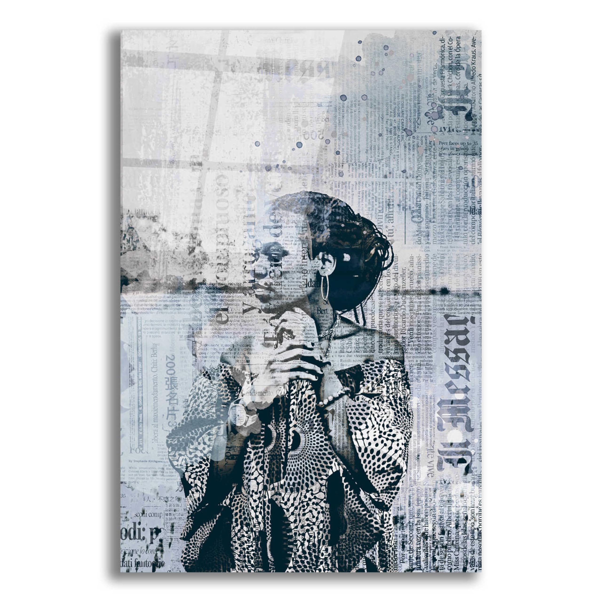 Los Angeles City Girl Blue Grey Acrylic Glass Wall Art by Andrea Haase - 16x24 Inches Modern Home Decor for Living Room, Bedroom & Office