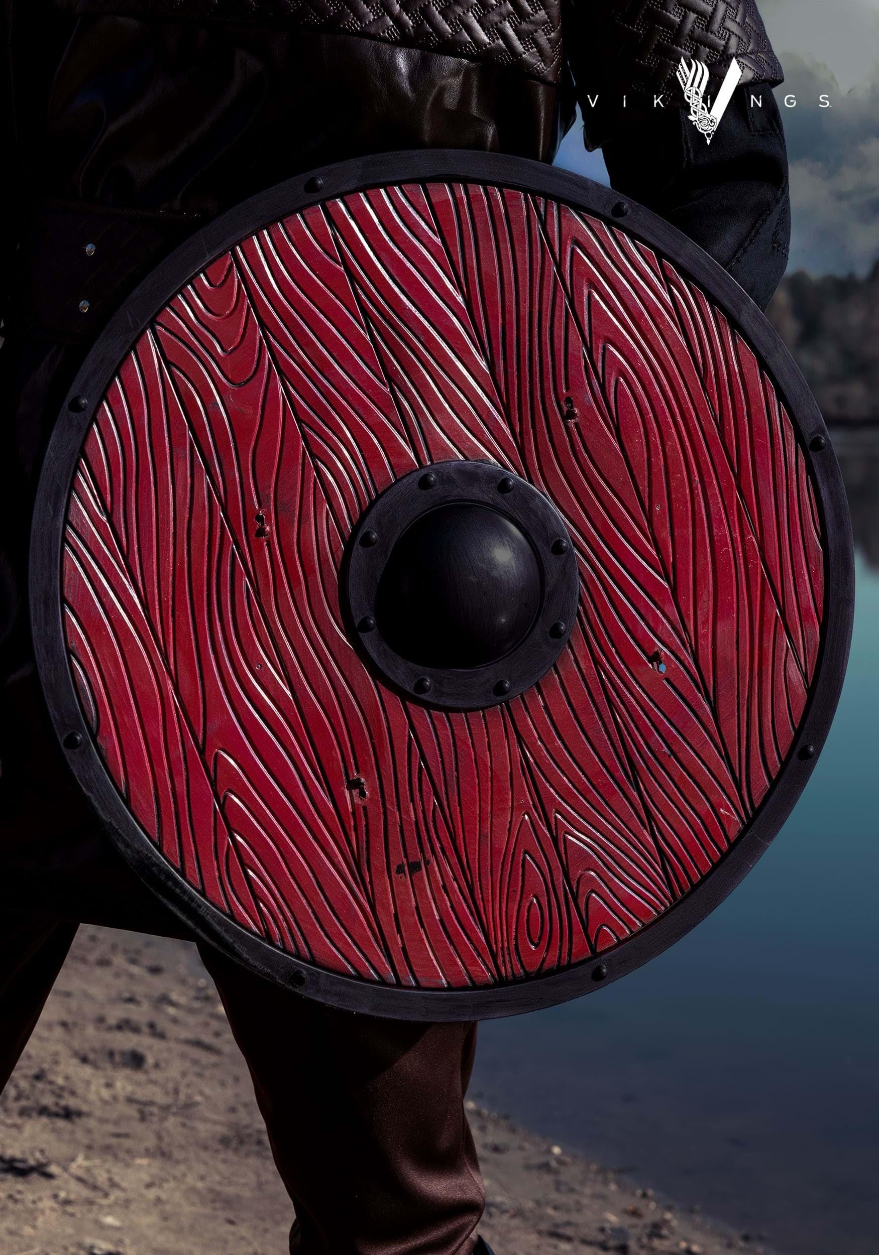 Vikings Ragnar Lothbrok Red Toy Shield - Kids Role Play Costume Accessory for Halloween, Cosplay & Medieval Themed Parties