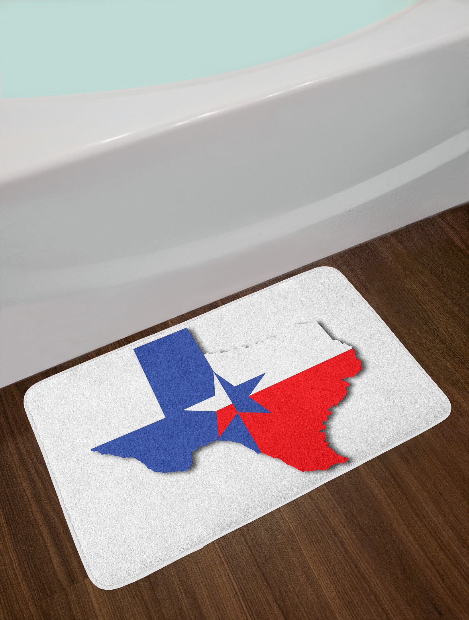 Ambesonne Texas Star Bath Mat - Non-Slip Plush Bathroom Rug with Texas Map Outline, 30