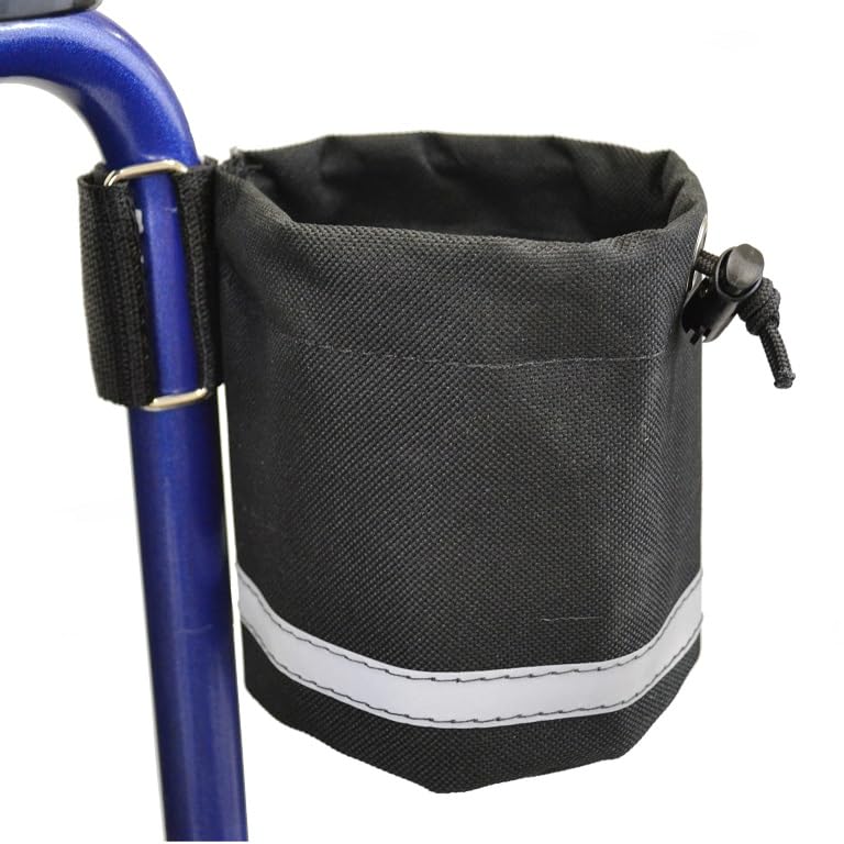 Durable Black Vertical Mount Wheelchair Cup Holder - Unbreakable Walker Accessory for Seniors & Disabled - Perfect for Outdoor Activities & Daily Use