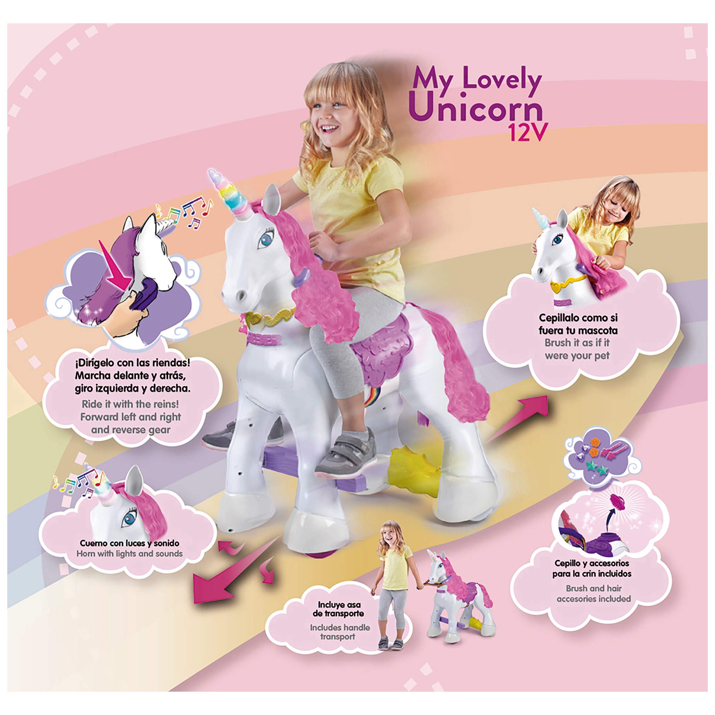 Feber My Lovely Unicorn Ride-On Toy for Kids - EU Version with Safety Pins - Magical Unicorn Playtime for Indoor & Outdoor Fun