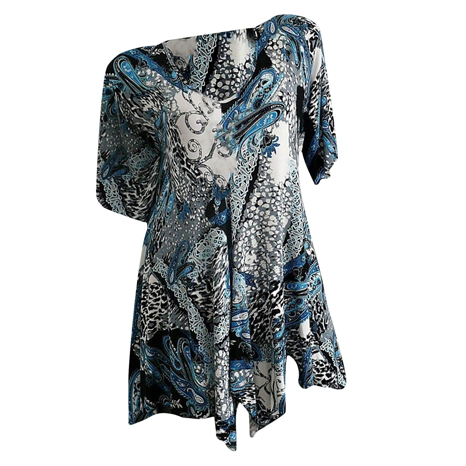 Women's Plus Size V-Neck Tank Top - Summer Short Sleeve T-Shirt for Casual Wear