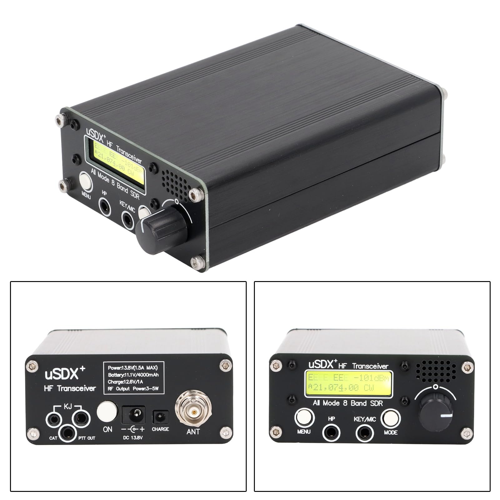 8 Band HF SSB QRP Radio Transceiver with LCD Display & BNC Antenna Connector - Full Mode SDR Communication Device for Long Distance Ham Radio, Emergency Preparedness, and Outdoor Adventures (No Power Supply Included)
