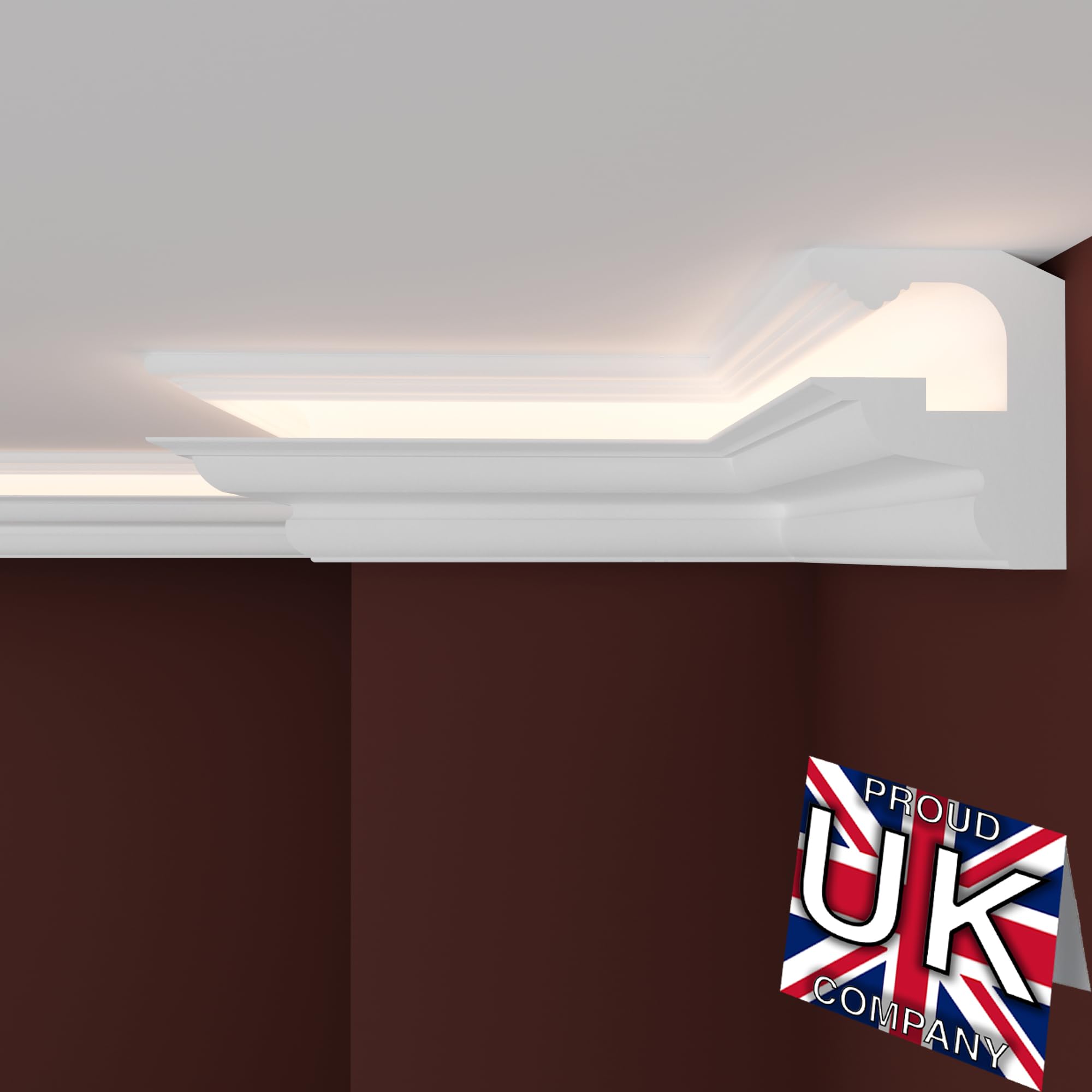 Premium LED Coving 16 Meters - XPS Ceiling Cornice with Energy-Efficient LED Lighting - Lightweight Moulding for Modern Home & Office Decor - Perfect for Living Rooms, Bedrooms & Commercial Spaces