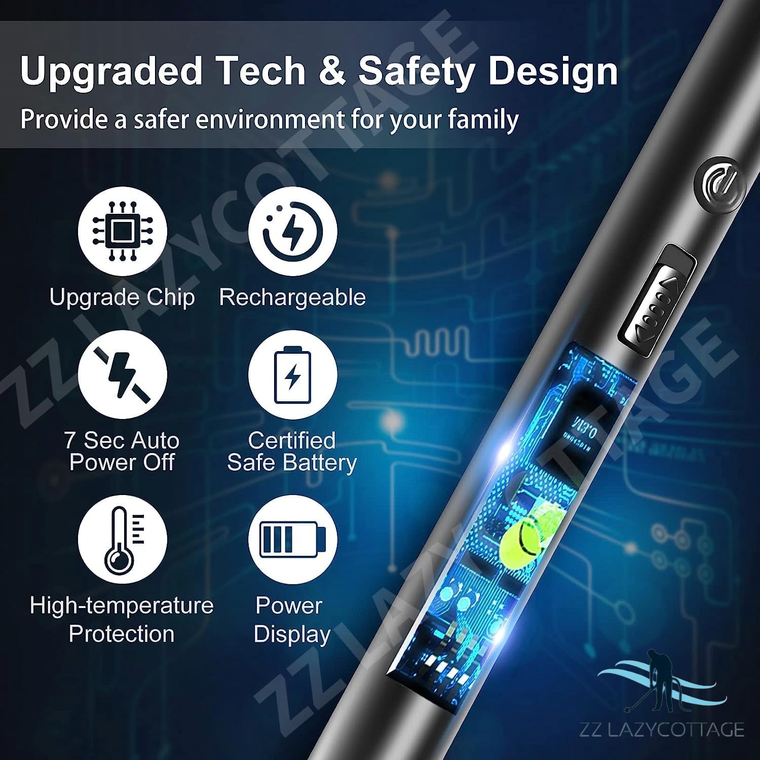 Rechargeable USB Candle Lighter - Windproof Electric Arc Ignition Lighter for Kitchen, BBQ, Candles & Gas Stove | Flameless & Safe for Indoor/Outdoor Use | Perfect for Camping, Fireplaces & Home Decor