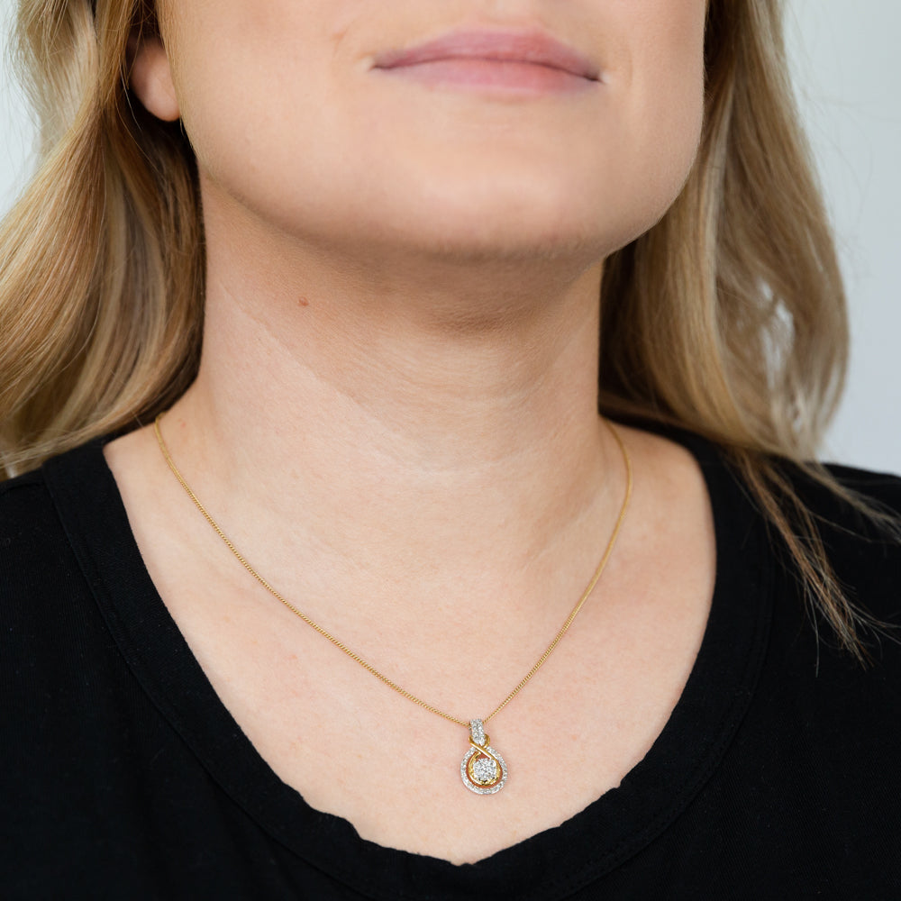 9ct White & Yellow Gold Diamond Pendant Necklace - Elegant Jewelry Gift for Women, Perfect for Anniversaries, Birthdays & Special Occasions