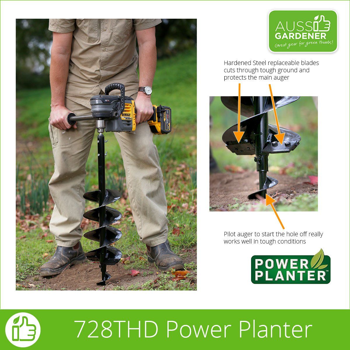 Power Planter 728THD - Heavy Duty Auger Drill Bit for Planting (Made in USA) - Perfect for Gardening, Landscaping & Tree Planting Projects