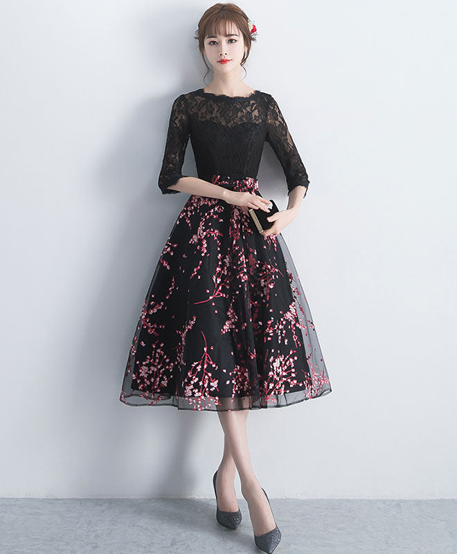 Elegant Black Lace Tulle Short Prom Dress for Women - Sexy Black Lace Bridesmaid Dress for Wedding Party - Perfect for Homecoming, Prom Night & Formal Events