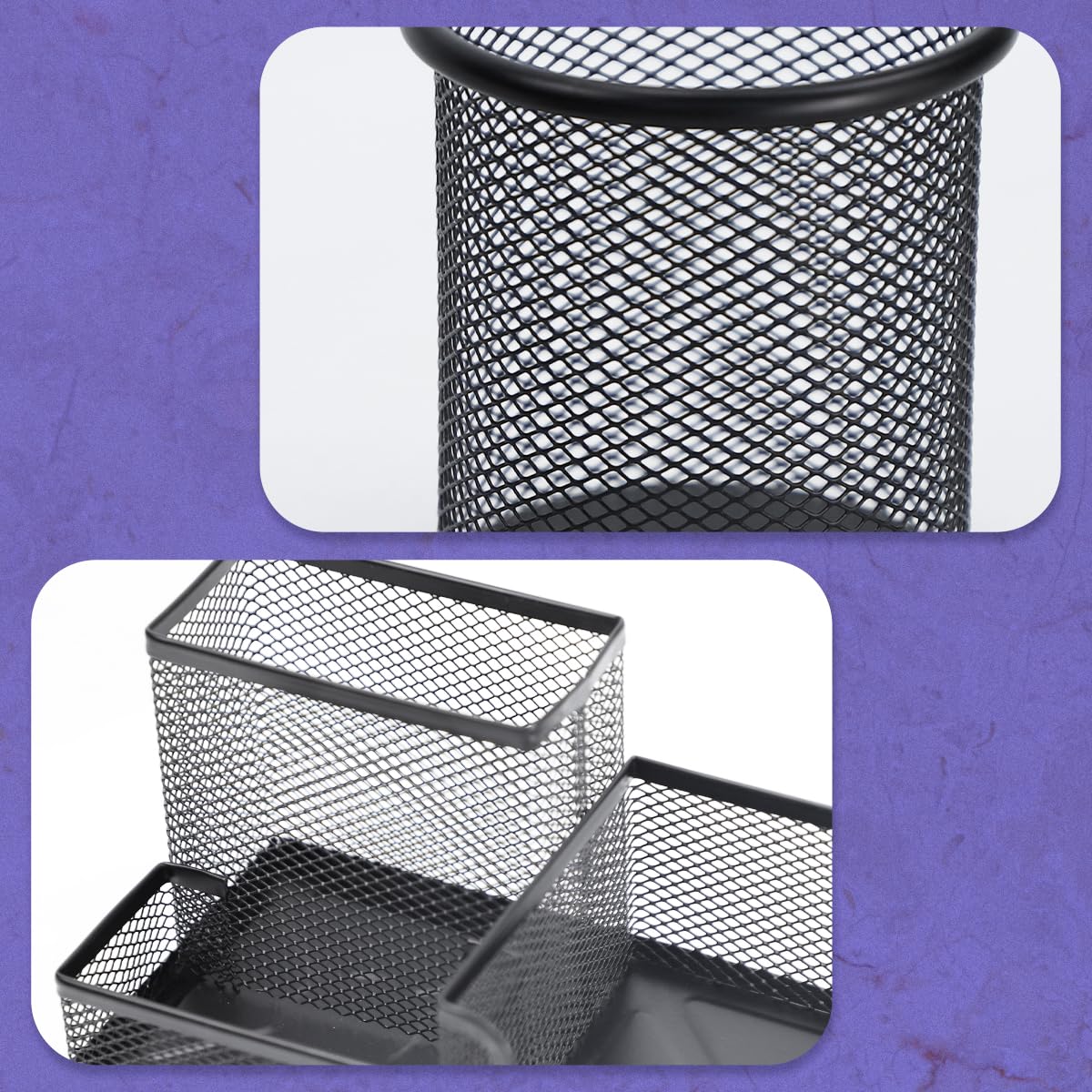 EXOFC 3-Compartment Metal Desk Organizer - Black Pen Holder & Office Supplies Caddy for Home, School, or Office Workspace | Perfect for Organizing Stationery, Markers, and Desk Accessories