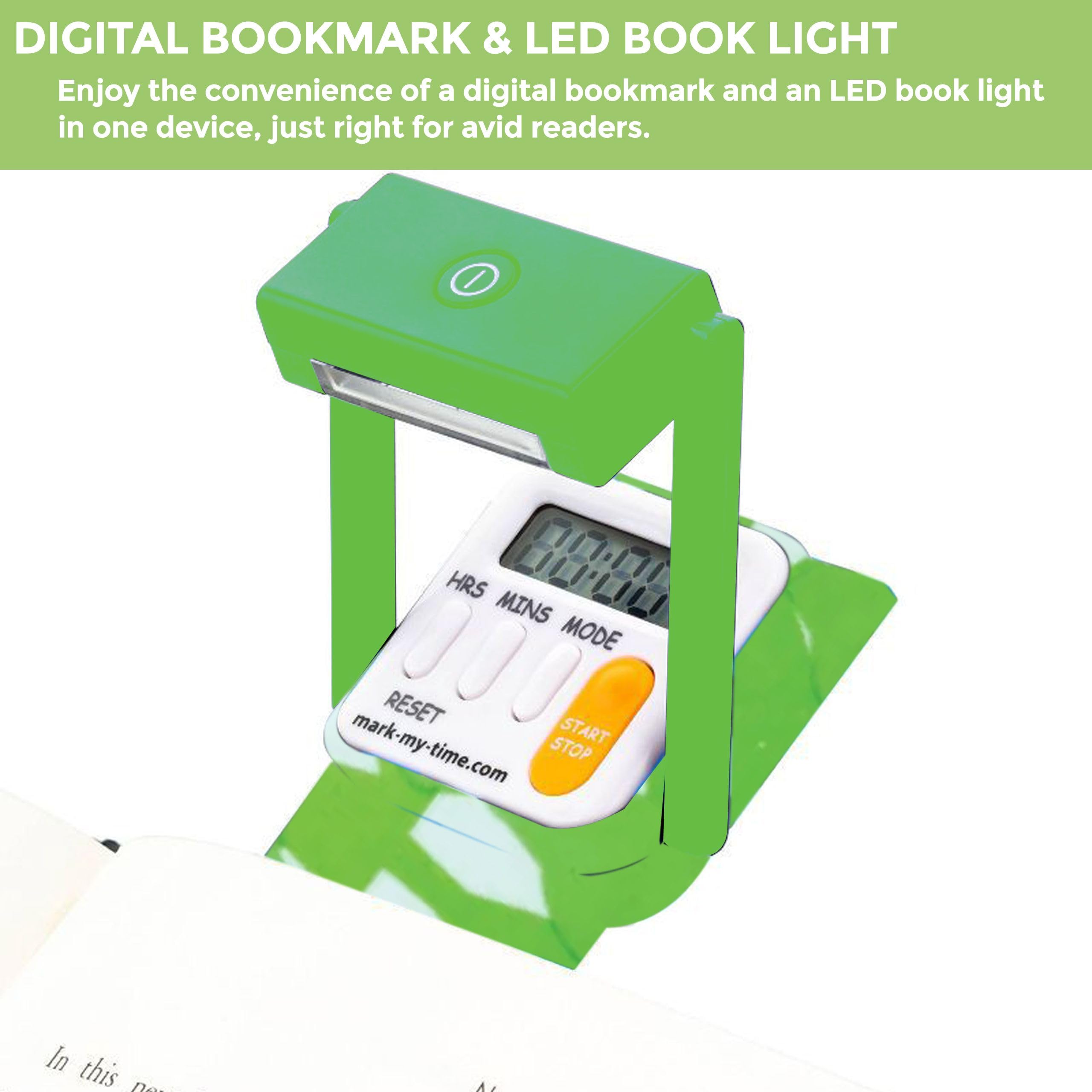 Mark-My-Time Digital Bookmark with LED Light - Timer & Reading Tracker for Kids, Fun Book Accessories & Reading Incentives, Perfect Christmas Gift & Stocking Stuffer (Green Camouflage) - Ideal for Bedtime Reading, Study Sessions & Book Lovers