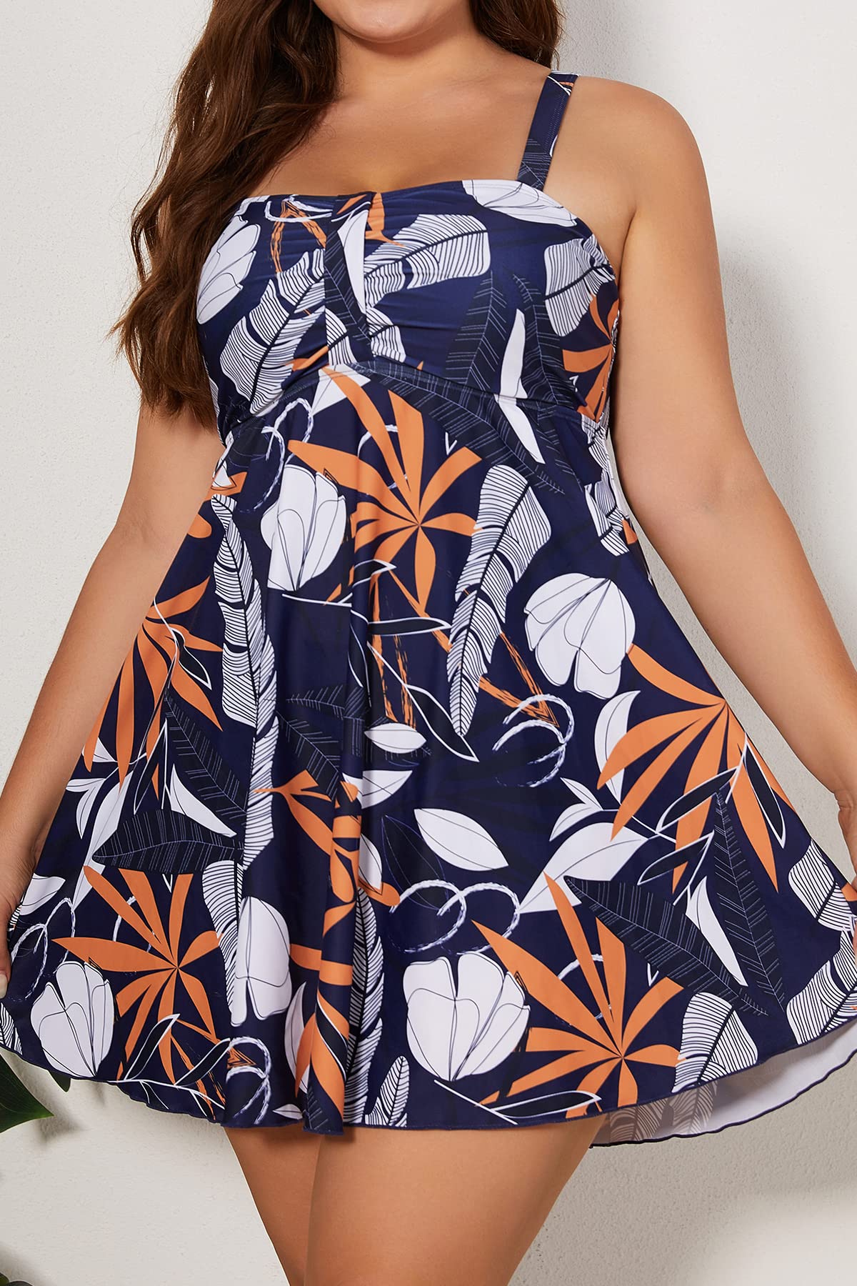 **SHEKINI Plus Size Women's One Piece Swimsuit Cover Up - Flowy Swim Dress with Built-in Shorts - Beachwear, Poolside, Vacation & Summer Outfits**
