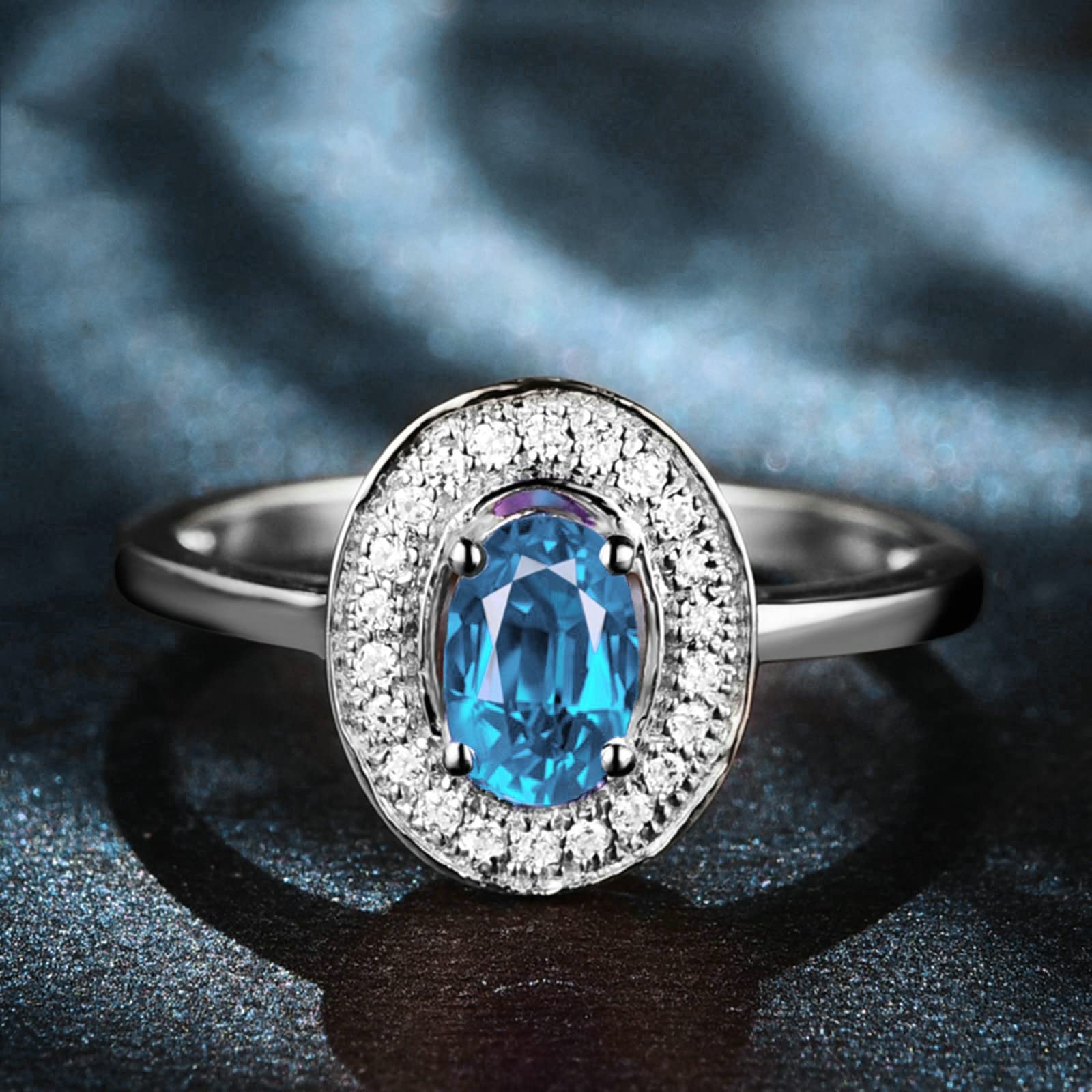 Gualiy Sterling Silver Anniversary Rings for Women & Men - Oval Cubic Zirconia Wedding, Engagement & Promise Rings (Sizes 4-11) - Perfect for Anniversaries, Proposals & Romantic Gifts