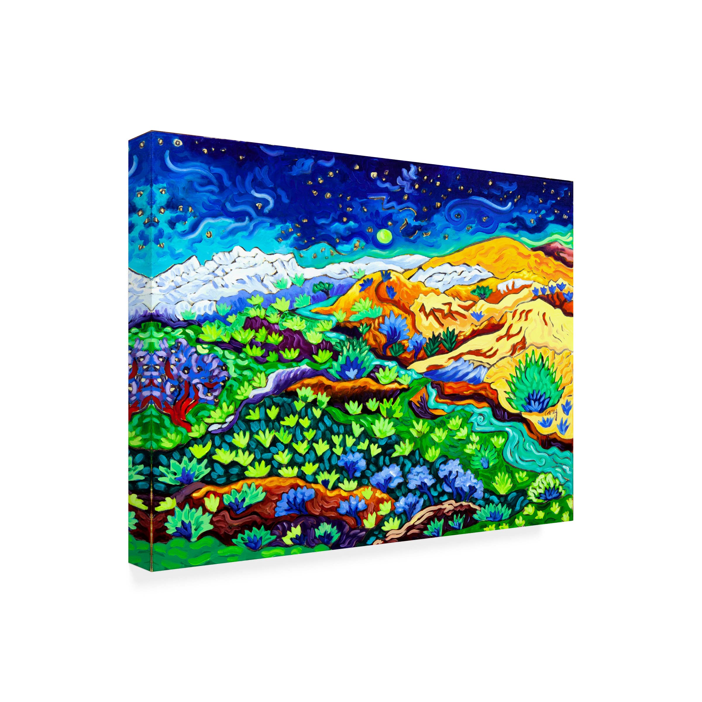 Trademark Fine Art 'Western Starlight' Canvas Wall Art by Cathy Carey - Western Landscape Painting for Living Room, Bedroom & Office Decor