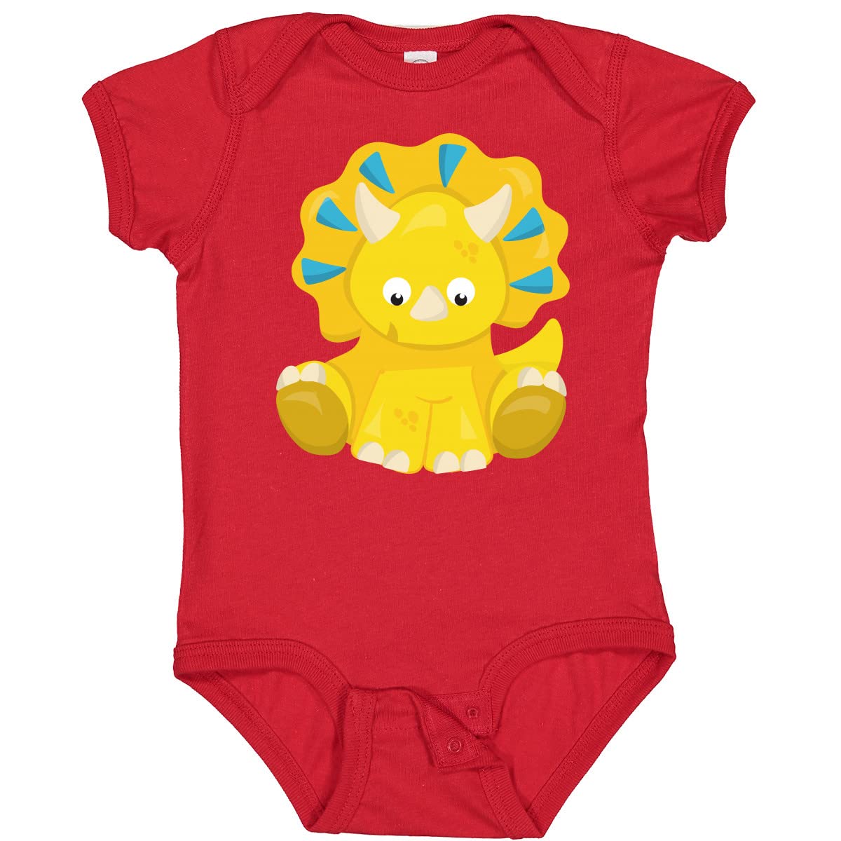 Inktastic Cute Dinosaur Baby Bodysuit - Adorable Triceratops Dino Onesie for Infants & Toddlers | Perfect for Playtime, Daycare & Dinosaur-Themed Birthday Parties
