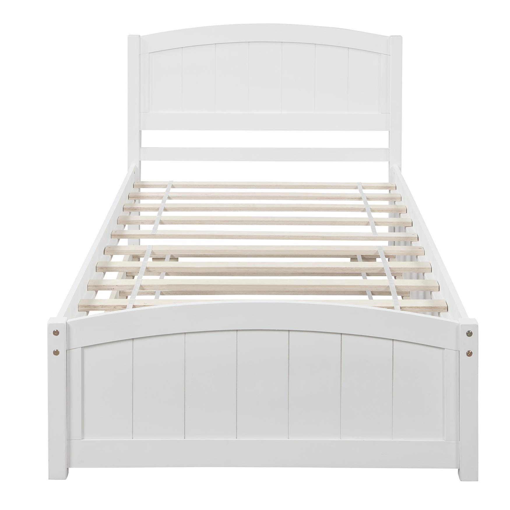 Solid Wood Twin Platform Bed with Headboard & Trundle - Space-Saving for Small Bedrooms