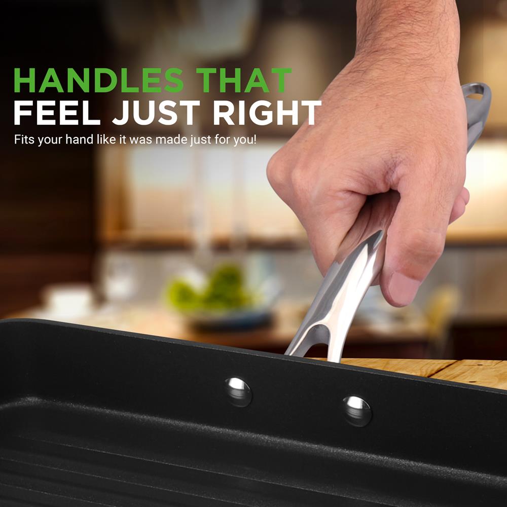 Premium Hard Anodized Nonstick Grill & Griddle Pan - Professional Grade Cookware for BBQ, Steak, Pancakes & More - Perfect for Indoor/Outdoor Cooking, Camping & Backyard Parties