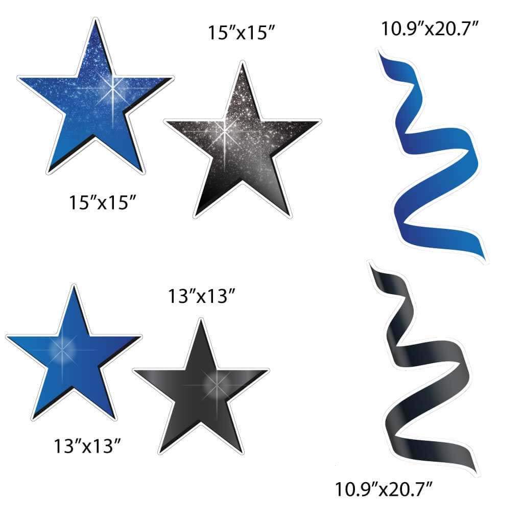 2024 Graduation Yard Decorations Set - 11 Pc Blue Sparkle Yard Card Flair with Stakes | Outdoor Party Decor for Graduation Celebrations, Backyard Decor & Commencement Parties