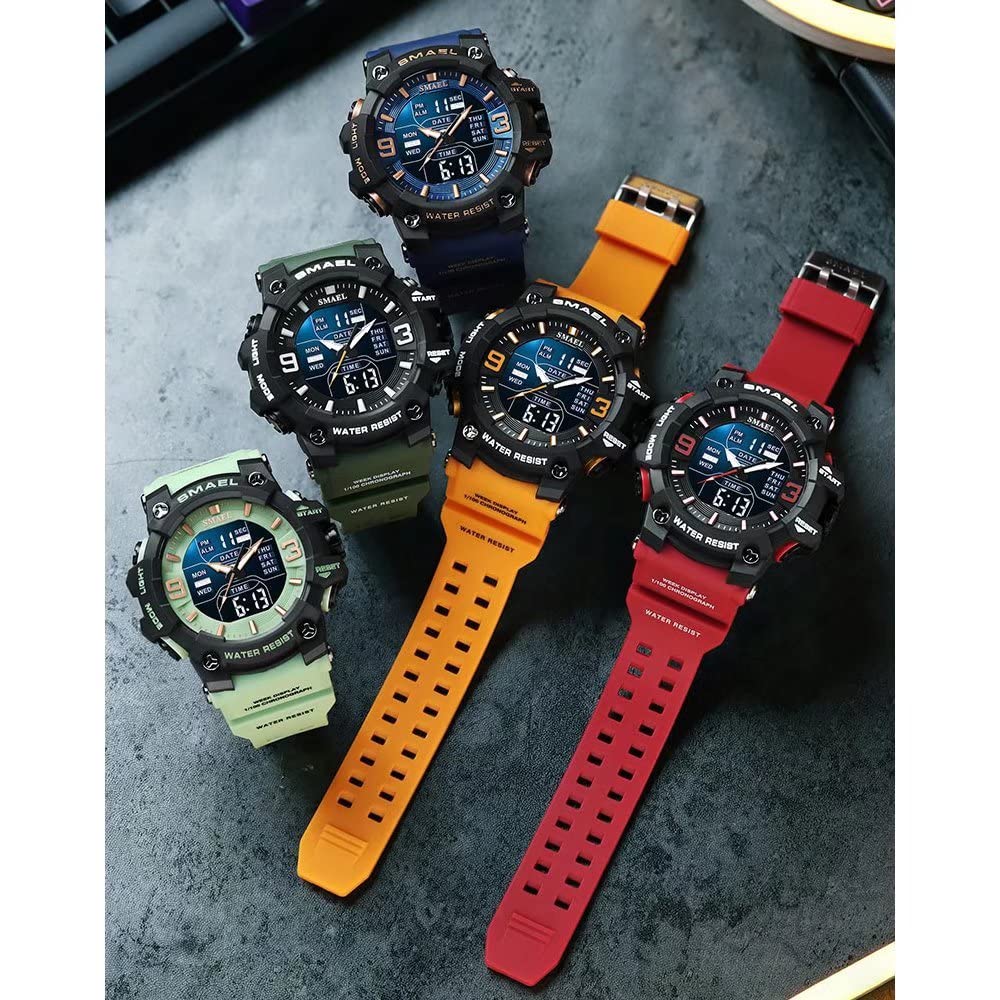 SMAEL Men's Military Digital Watch - Waterproof Outdoor Sports Watch with LED Display, Date & Alarm - Durable Wristwatch for Hiking, Camping & Adventure Activities