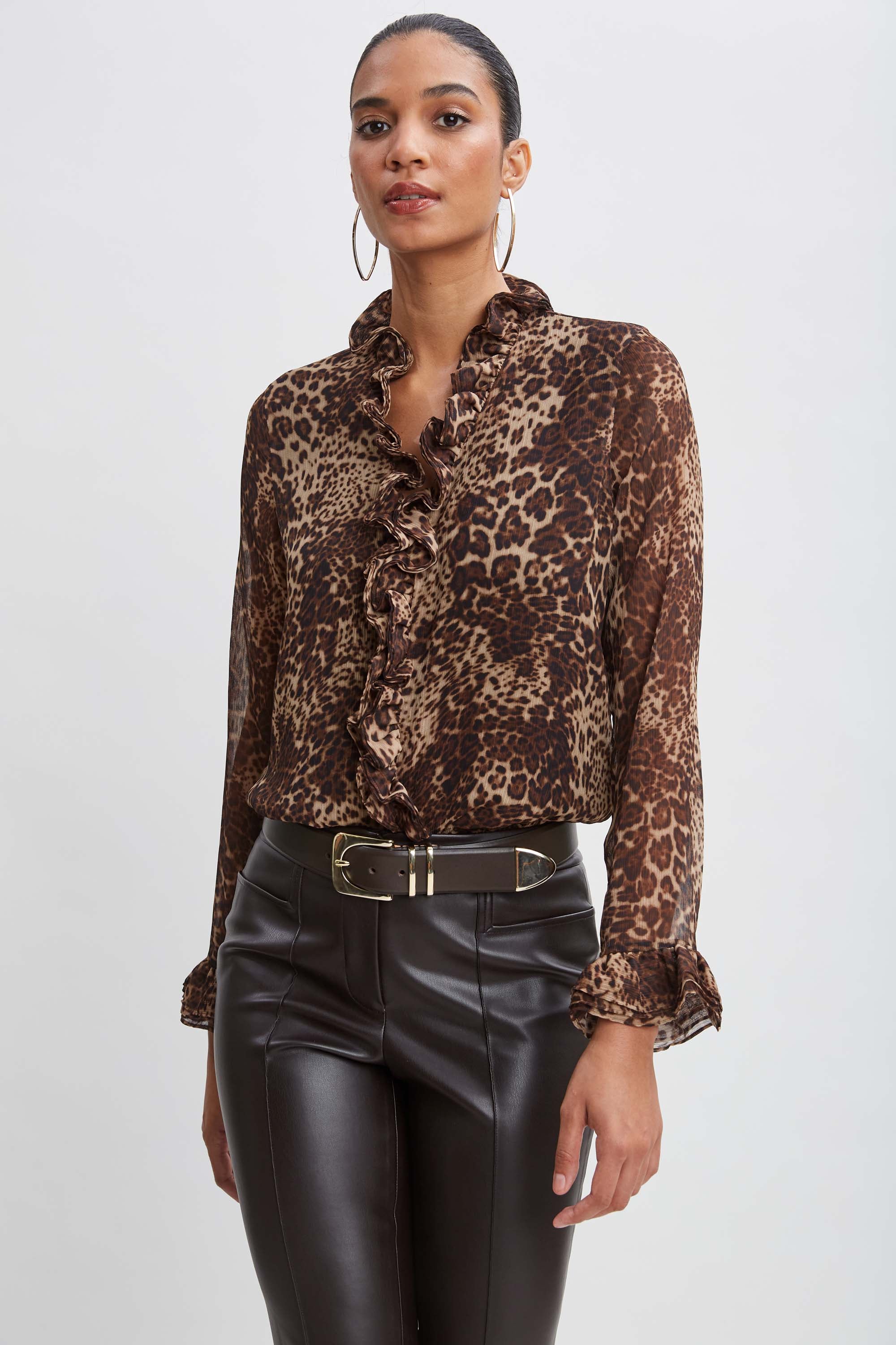 Crinkle Chiffon Safari Blouson Shirt for Women - Stylish Long Sleeve Tops for Casual Outings & Travel Adventures