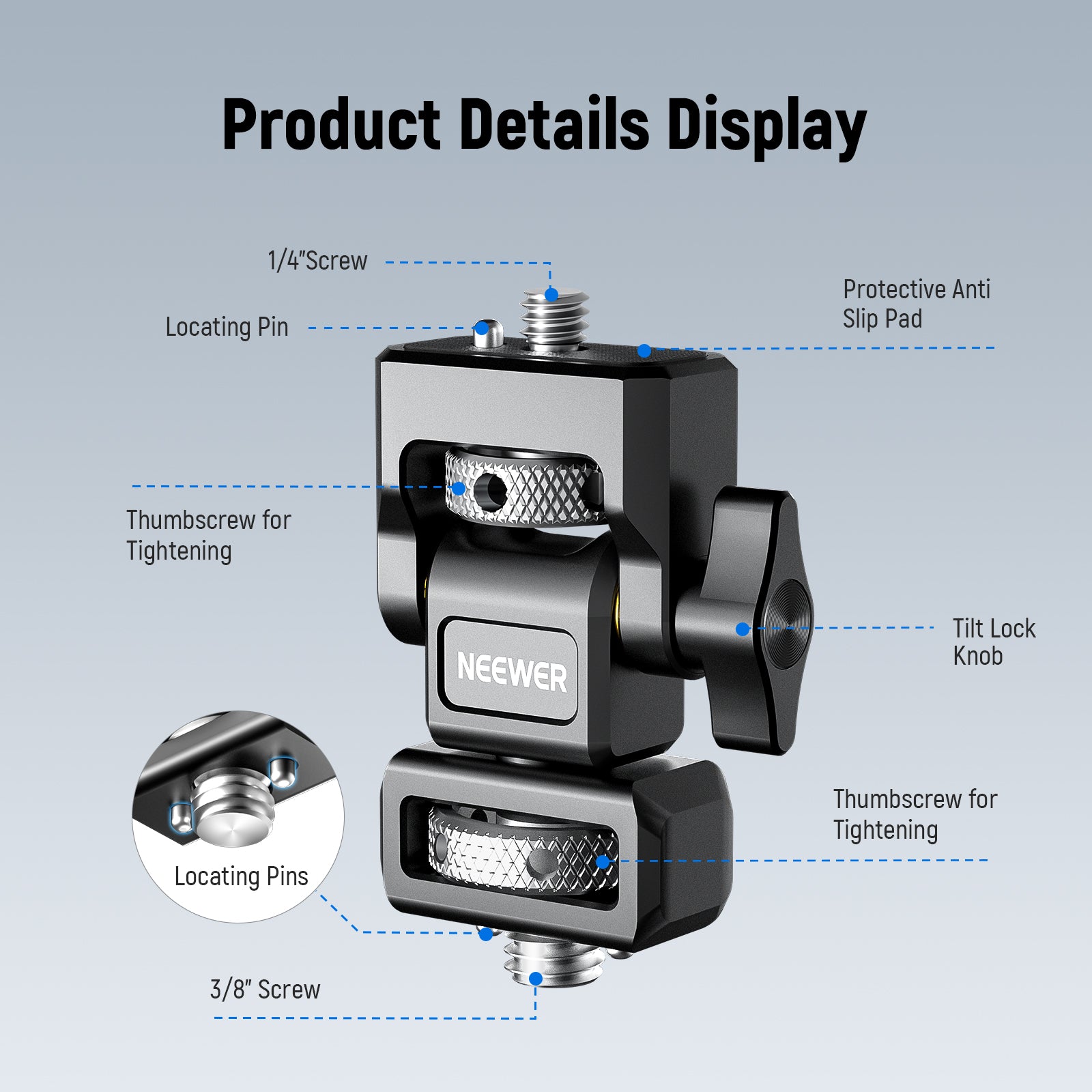 NEEWER MA004 ARRI Locating Camera Monitor Mount - Professional DSLR Video Rig Accessory for Filmmaking & Photography