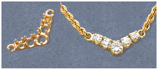 Solid Sterling Silver or 14K Gold Classic V-Shaped Pendant Setting with Open Rings - Handcrafted in USA | Perfect for Necklaces, Jewelry Making & Gift Giving