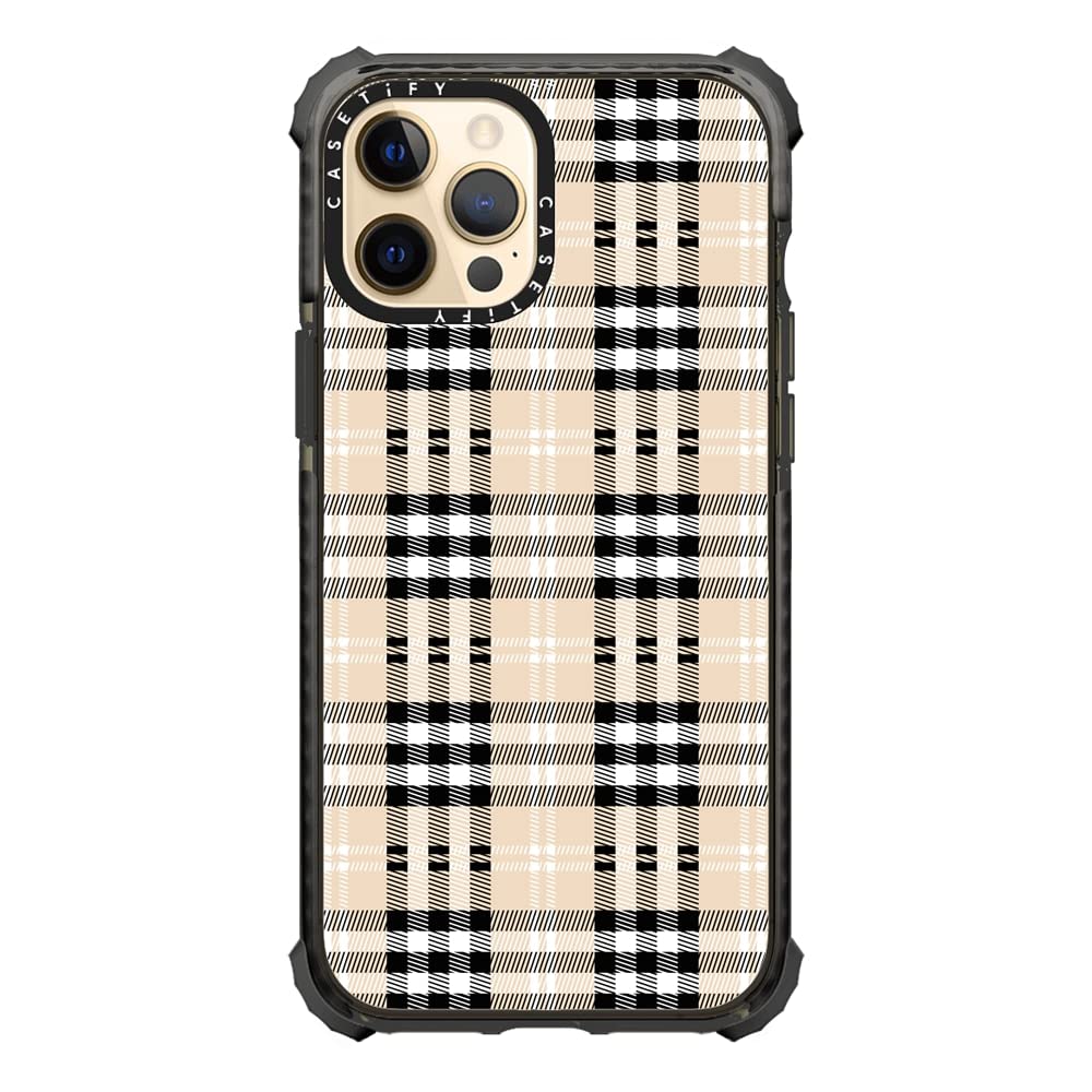Casetify Ultra Impact Case for iPhone 12 Pro Max - Shockproof Clear Black Plaid Design - Perfect for Outdoor Activities & Daily Protection