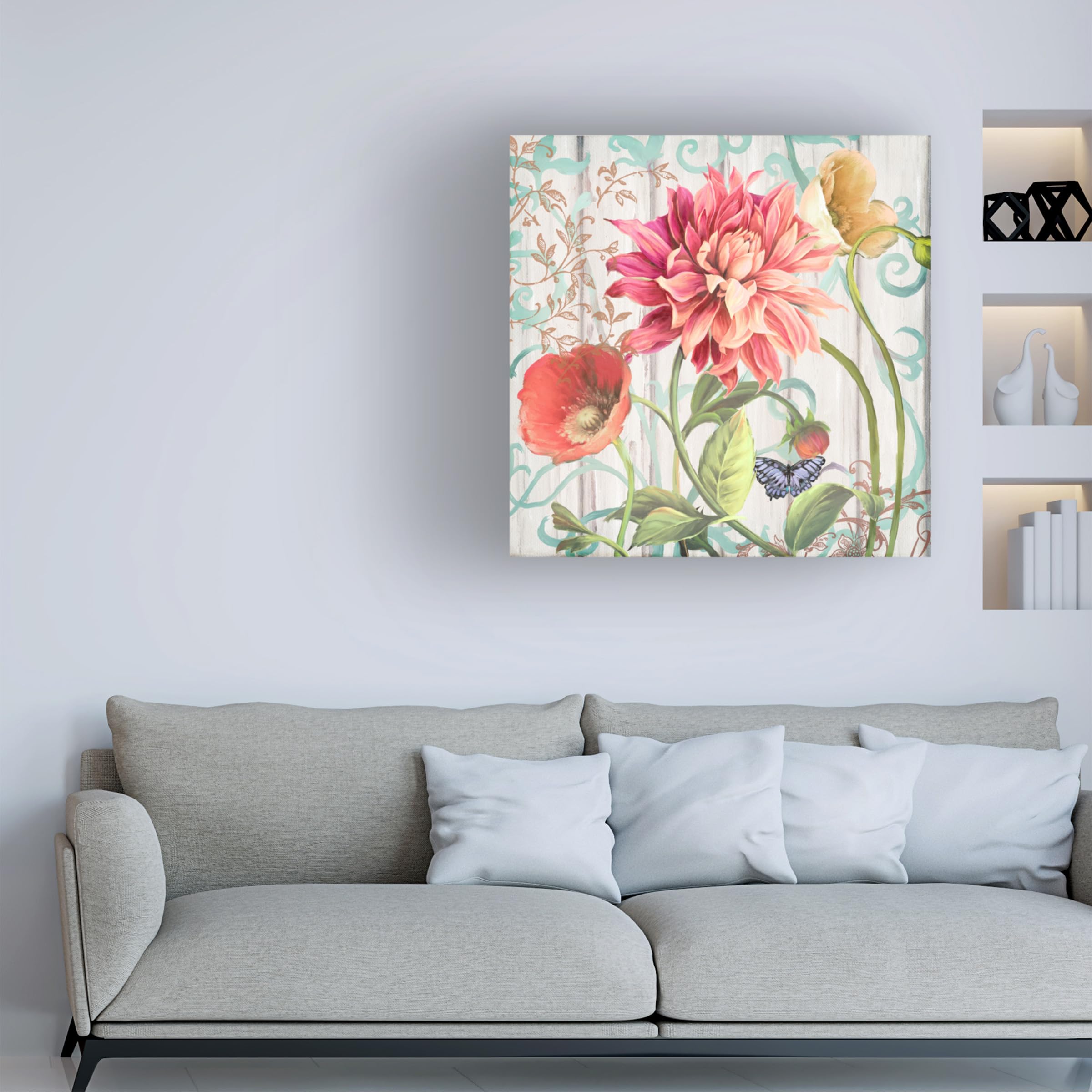 Trademark Fine Art 'Dahlia Refresh' Canvas Wall Art Print - Floral Home Decor for Living Room, Bedroom & Office - Handmade Painting by Art Licensing Studio